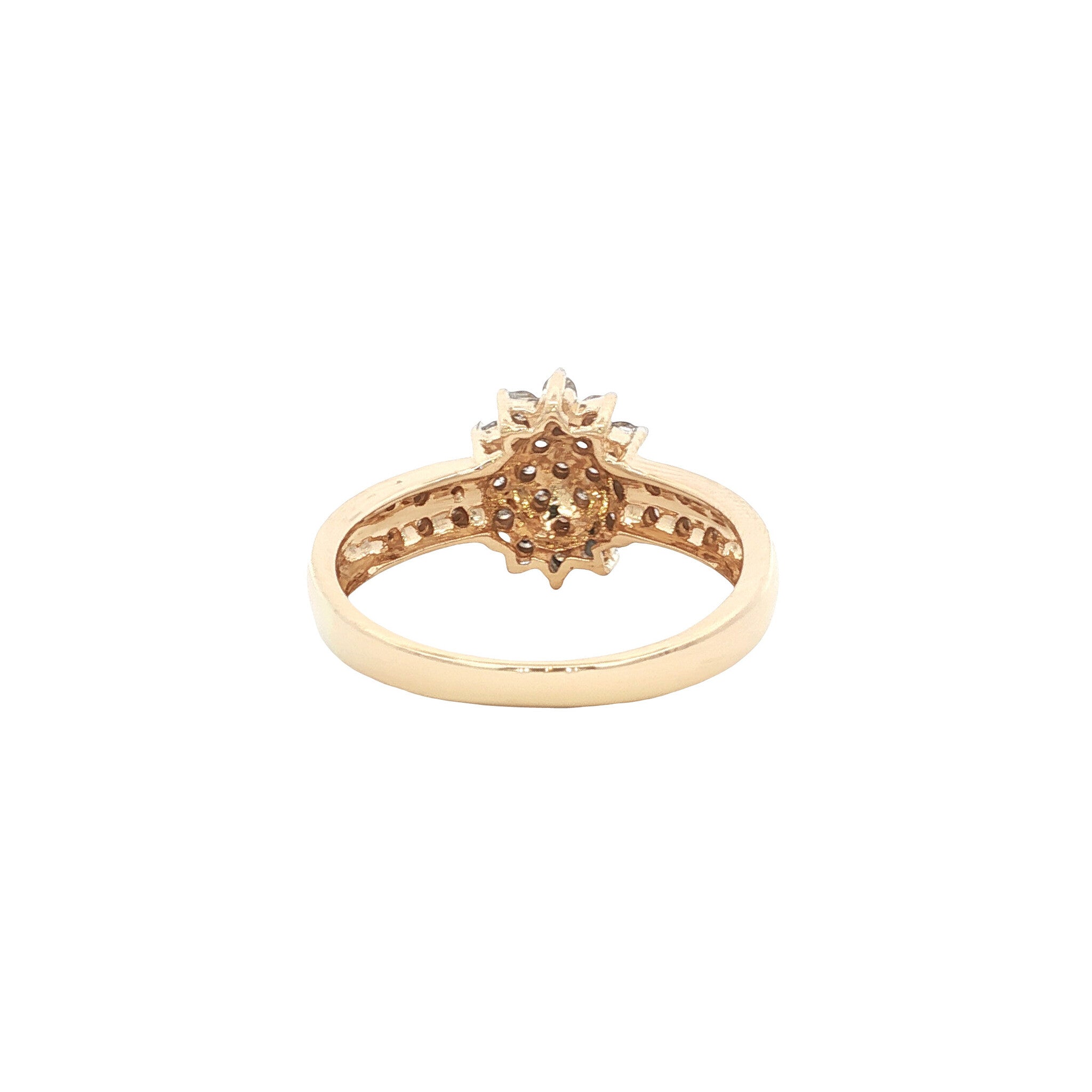 Gouden vintage entourage ring met diamant 14 kt