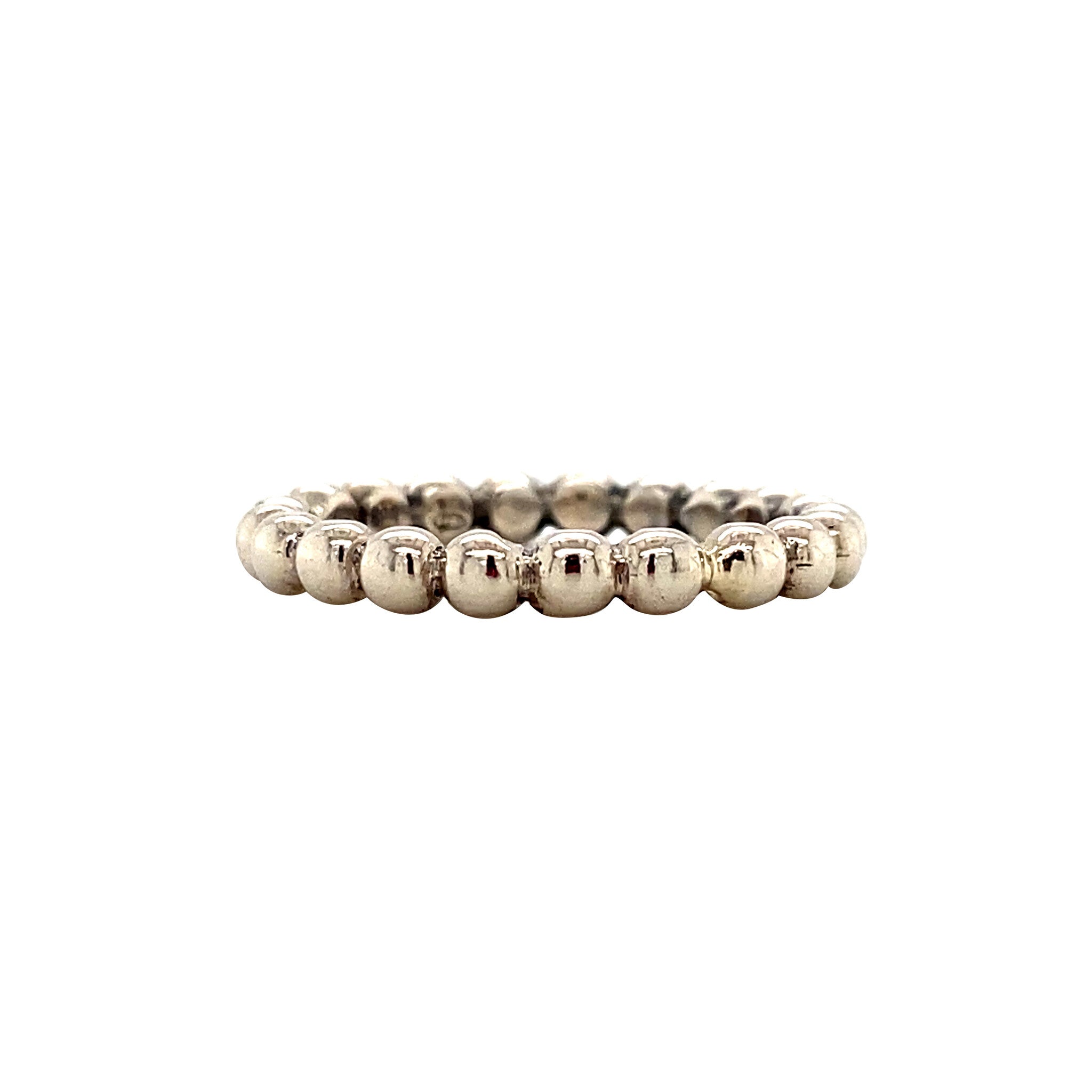 Witgouden vintage bolletjes aanschuif ring 14 krt
