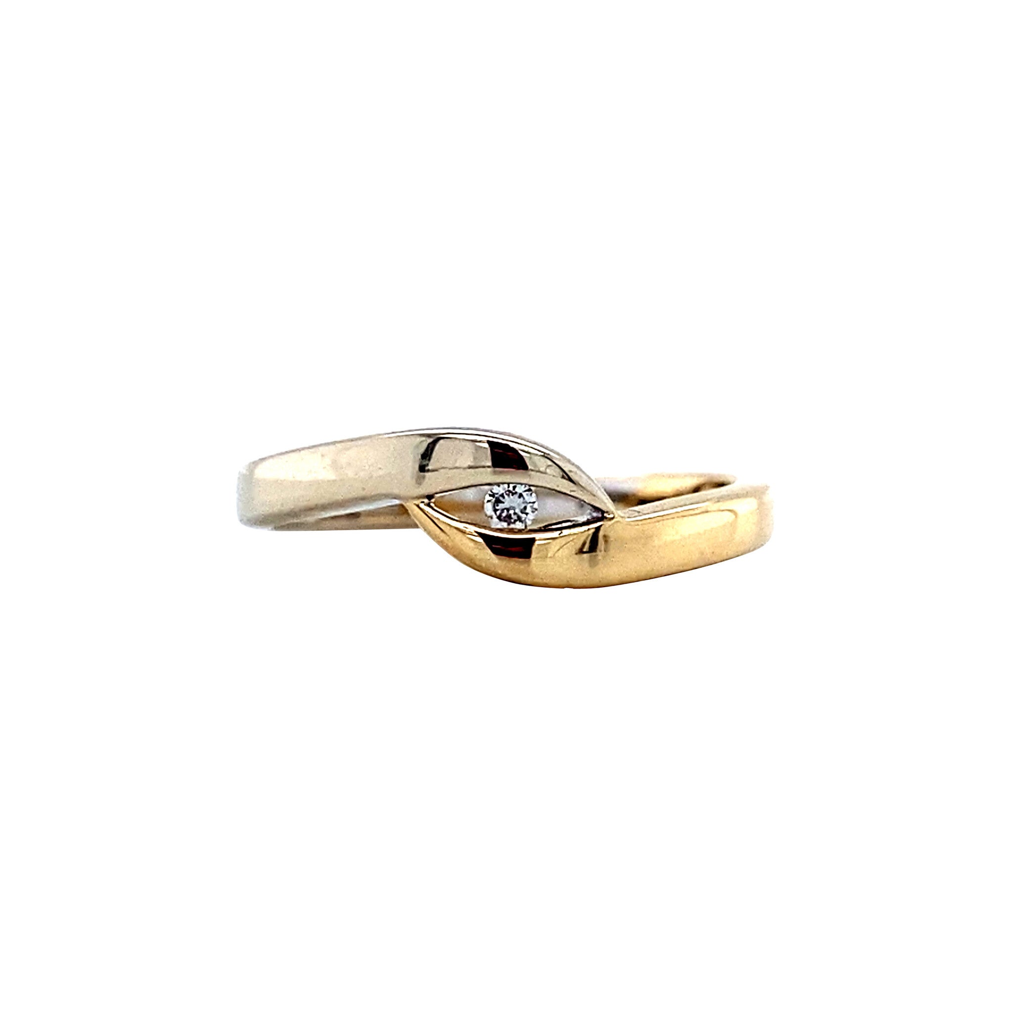 Gold strike ring with diamond 14 krt