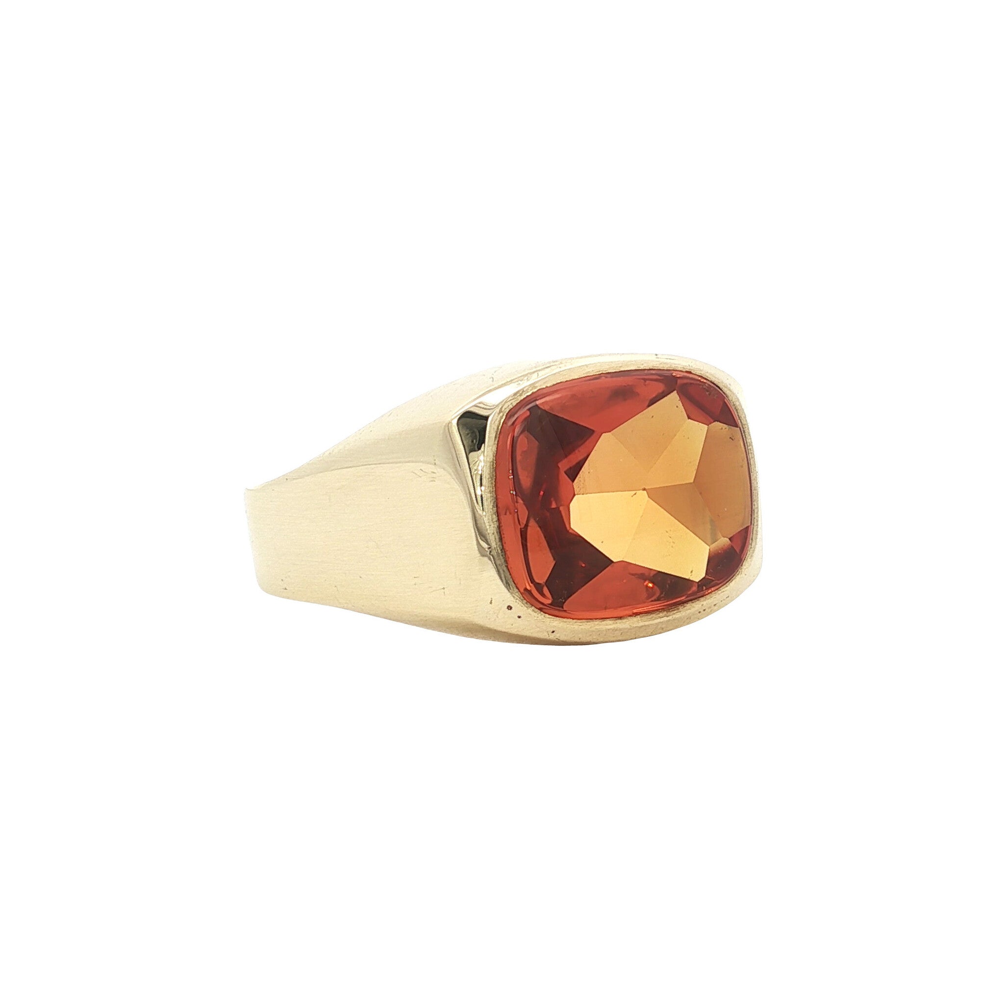 Gouden vintage zegelring met saffier 14 kt