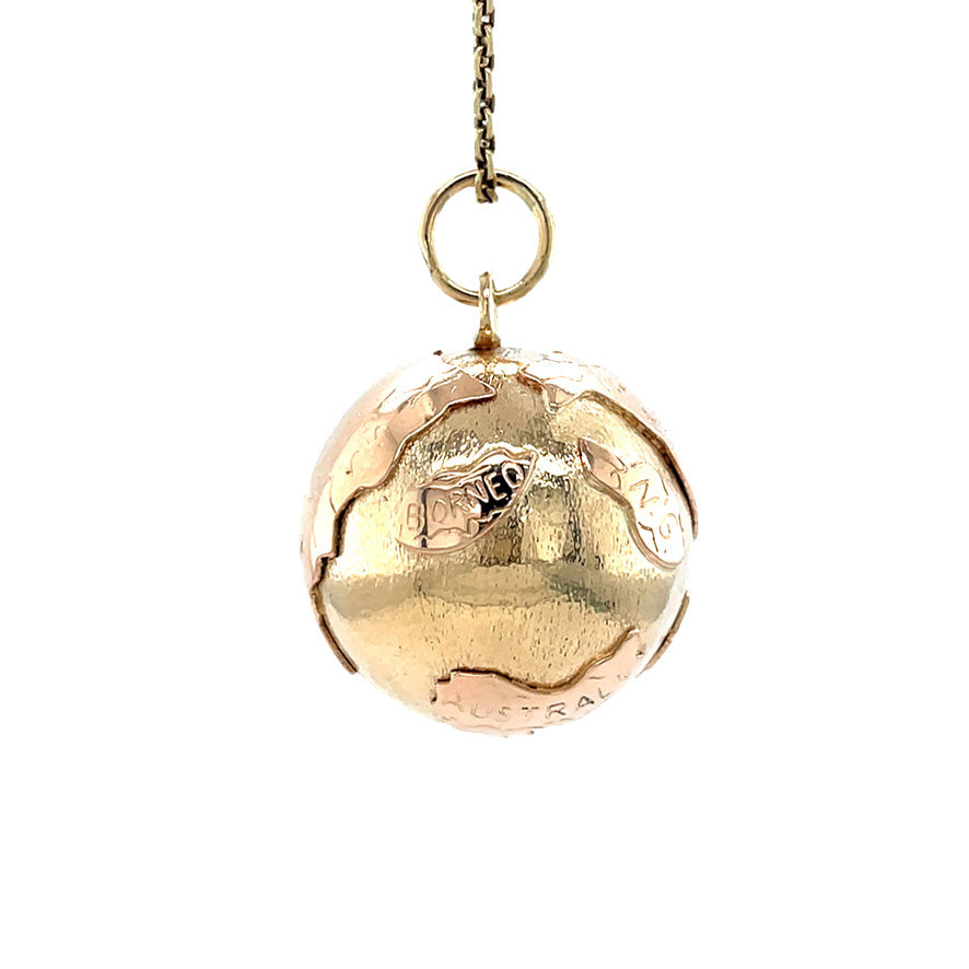 Golden vintage globe pendant 14 kt