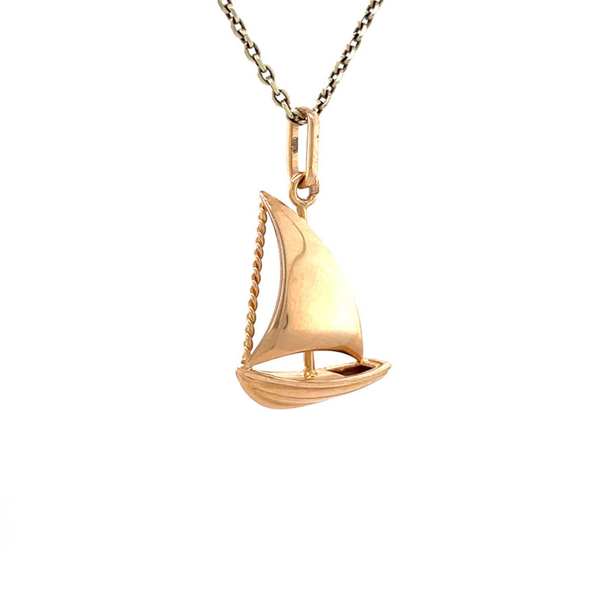 Gouden vintage zeilboot hanger 18 kt