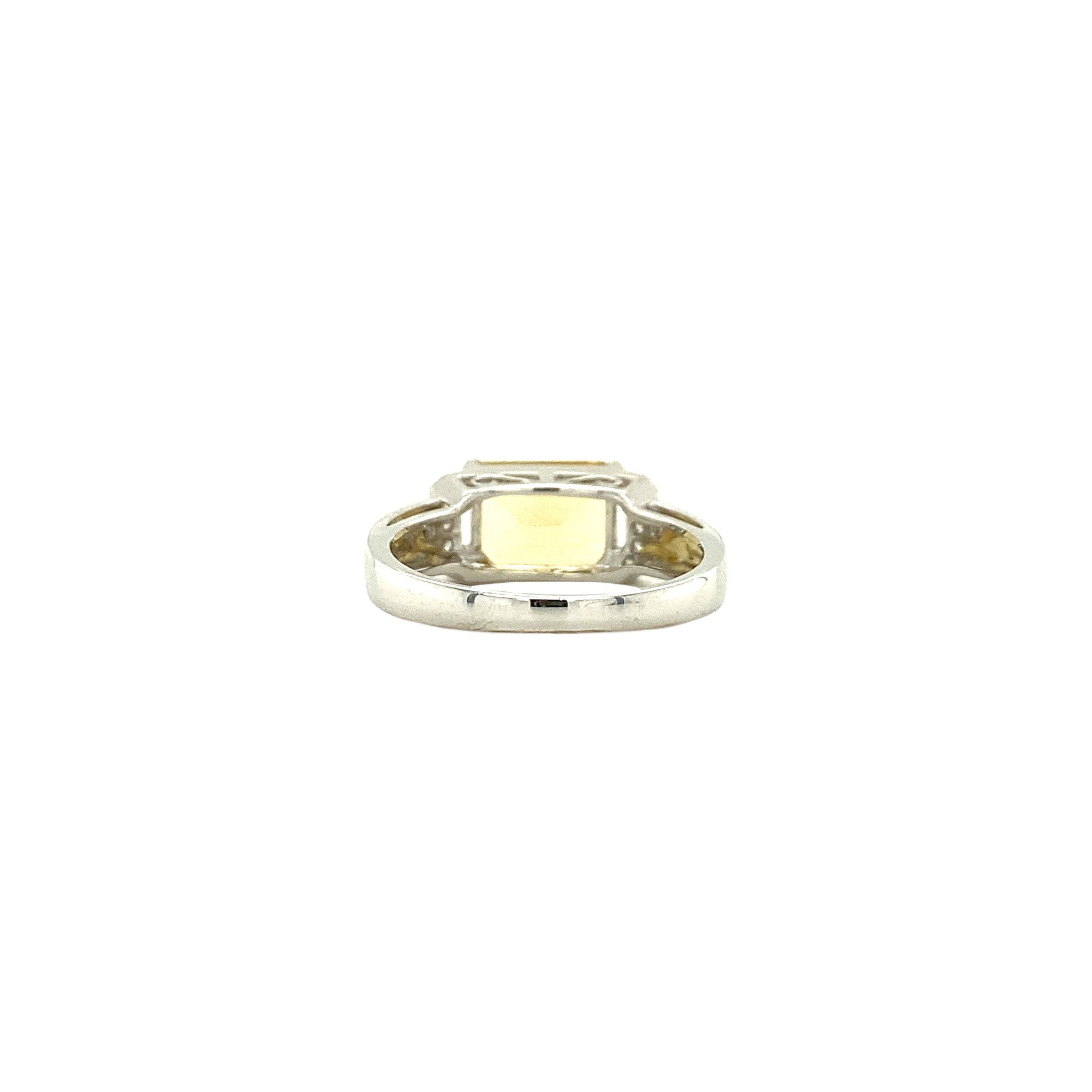 Witgouden ring met diamant en citrien 18 krt