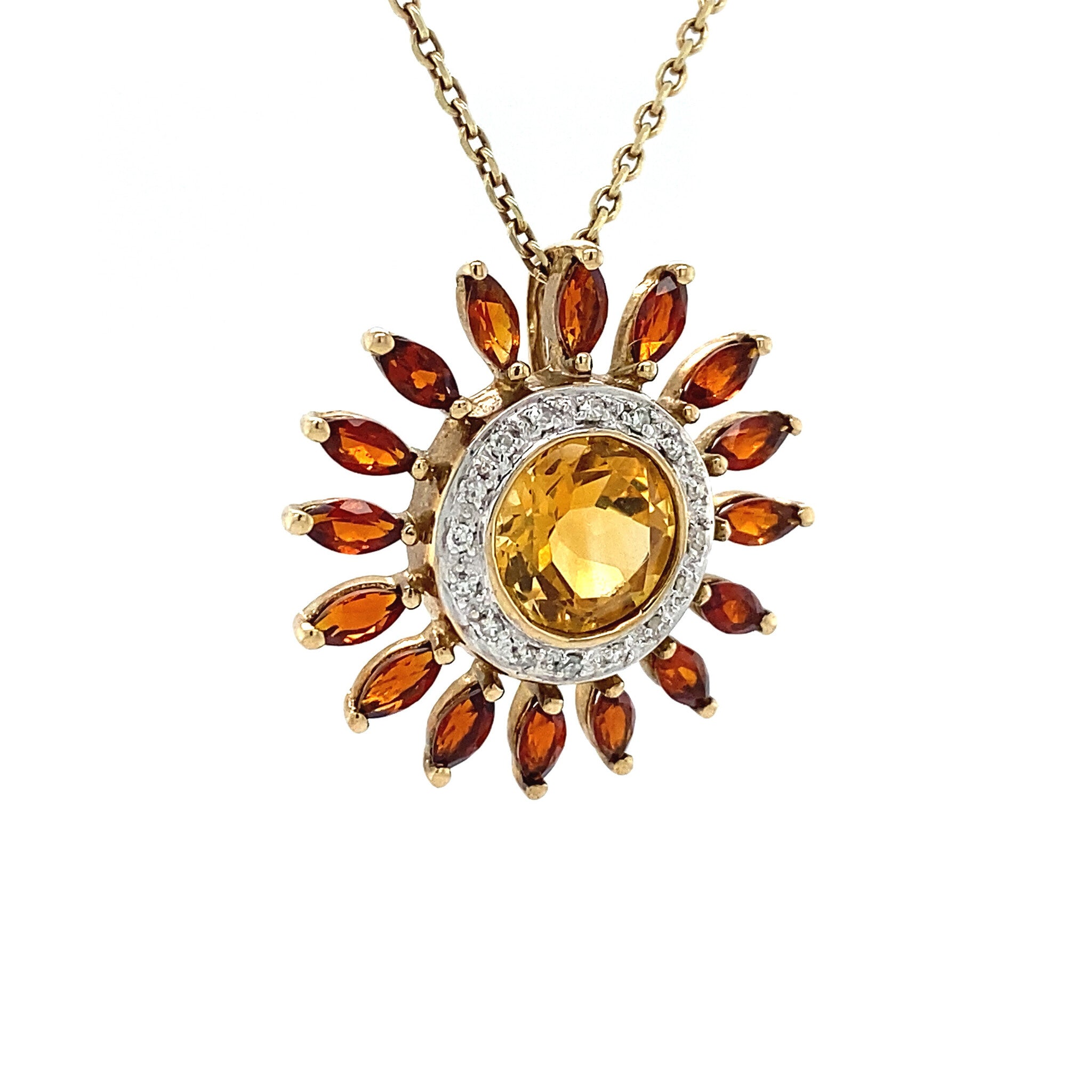 Hanger met citrien, granaat en diamant 9 krt