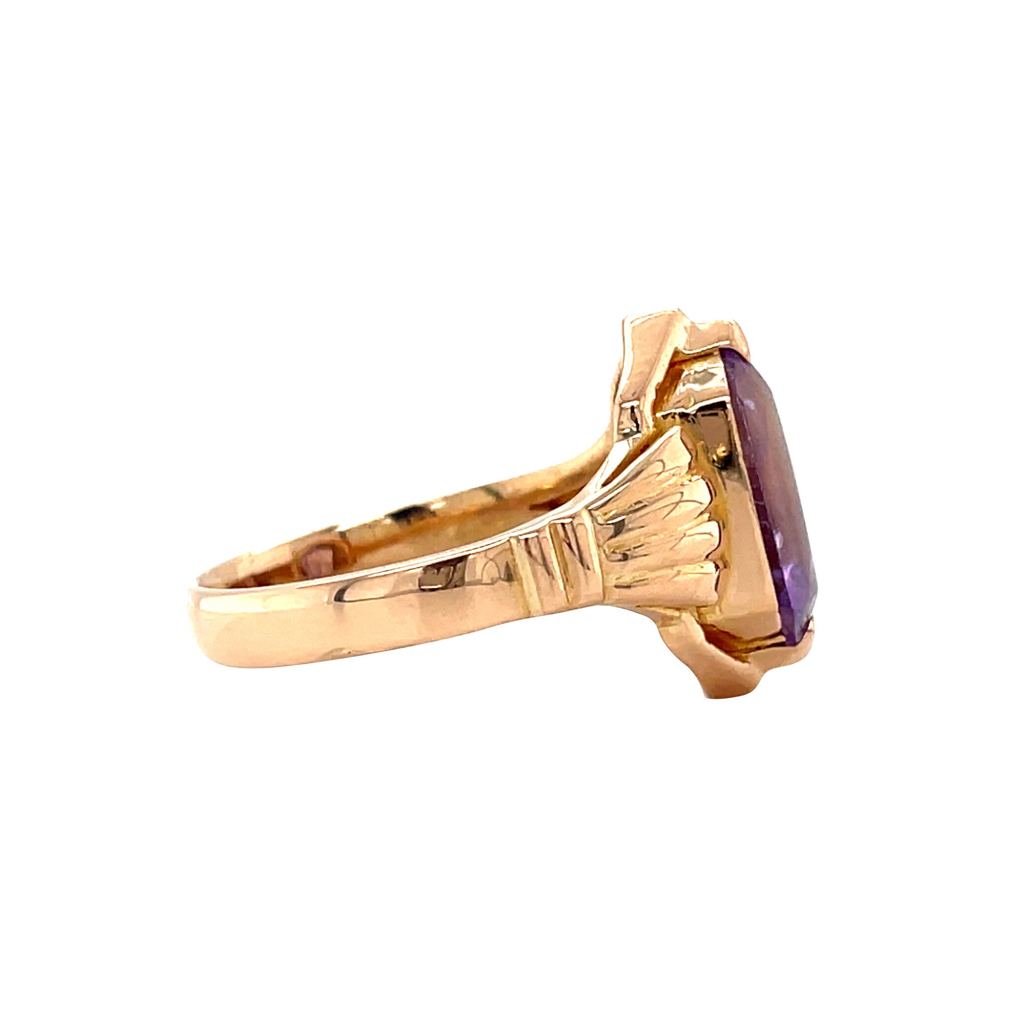 14 kt rose-gold vintage ring with amethyst
