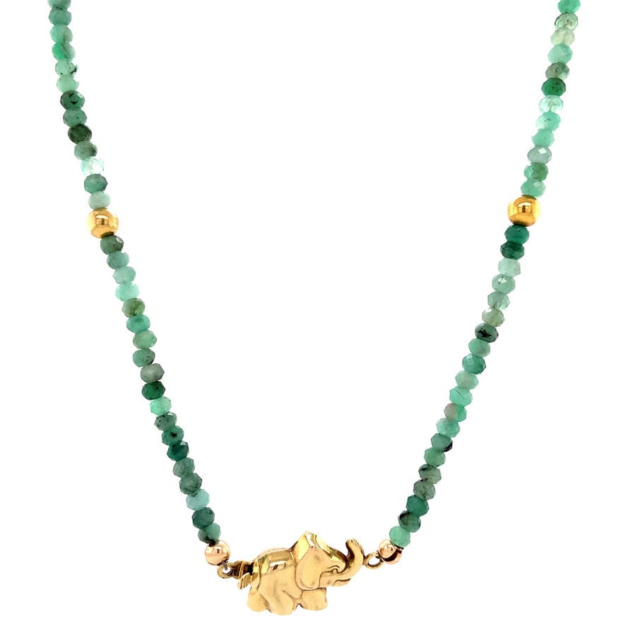 Emerald necklace with gold clasp 42.5 cm 14 krt