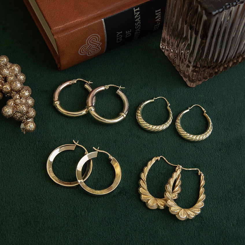 Tricolour vintage gold earrings 14 kt