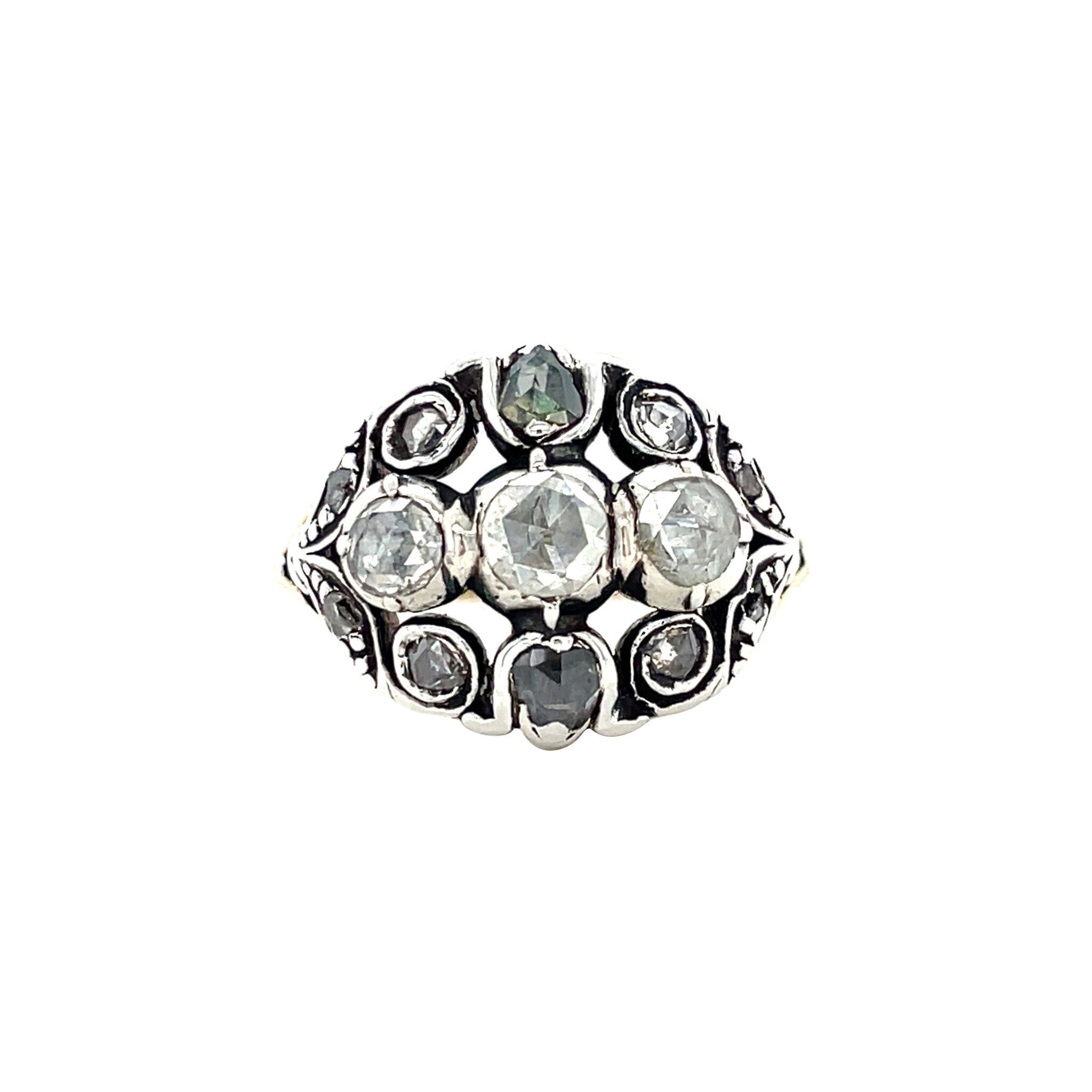 Gouden vintage ring met roosdiamant 14 krt/925