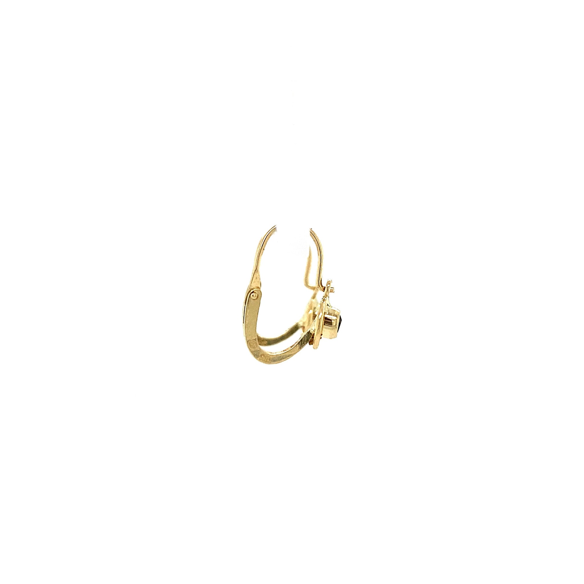 Gold earrings with glass stone 14 krt
