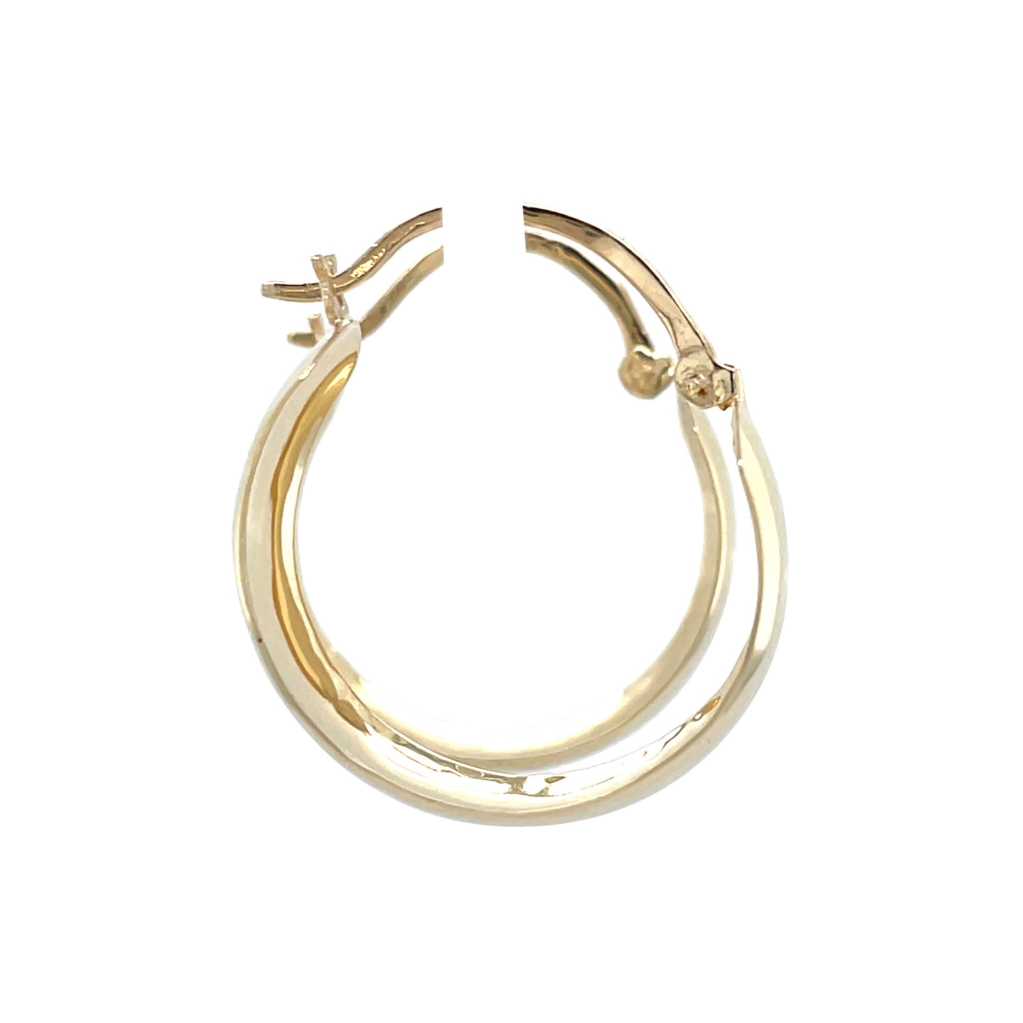 Vintage smooth gold hoop earrings, 14 kt