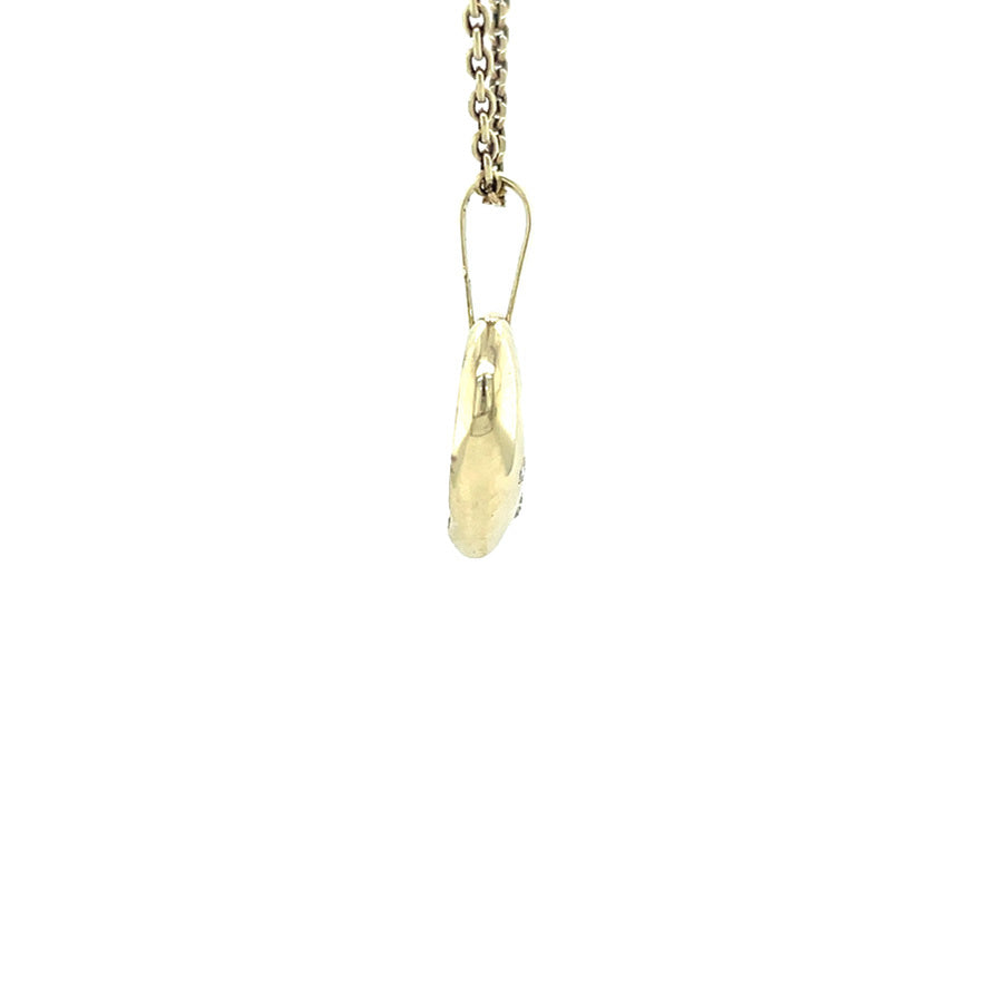 Gold vintage heart pendant with diamond 14 kt