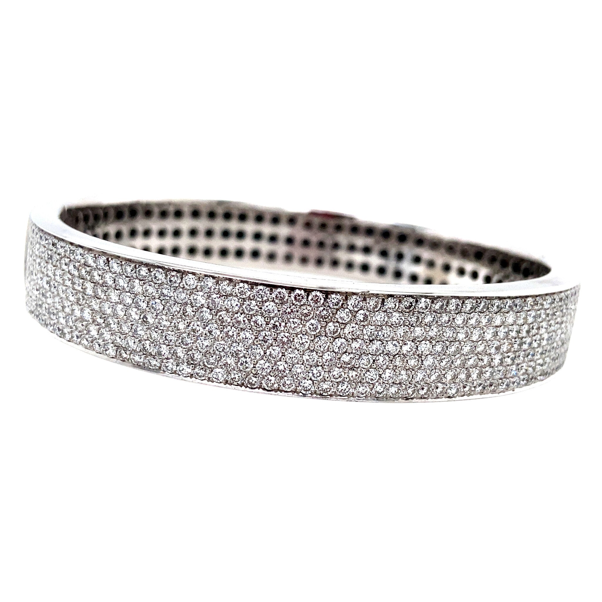 Witgouden vintage bangle met diamant 18 krt