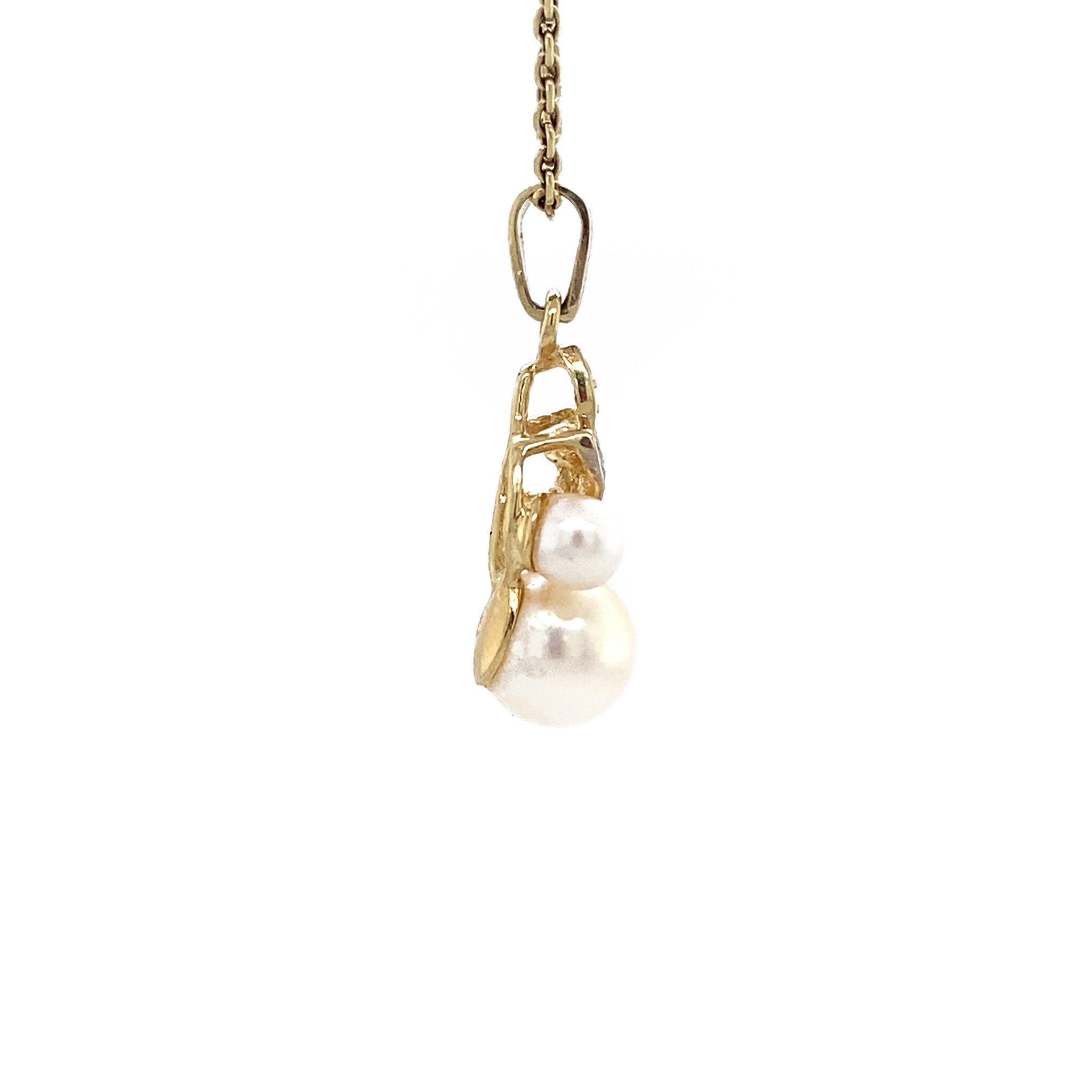 Vintage hanger met parel en diamant 8 kt