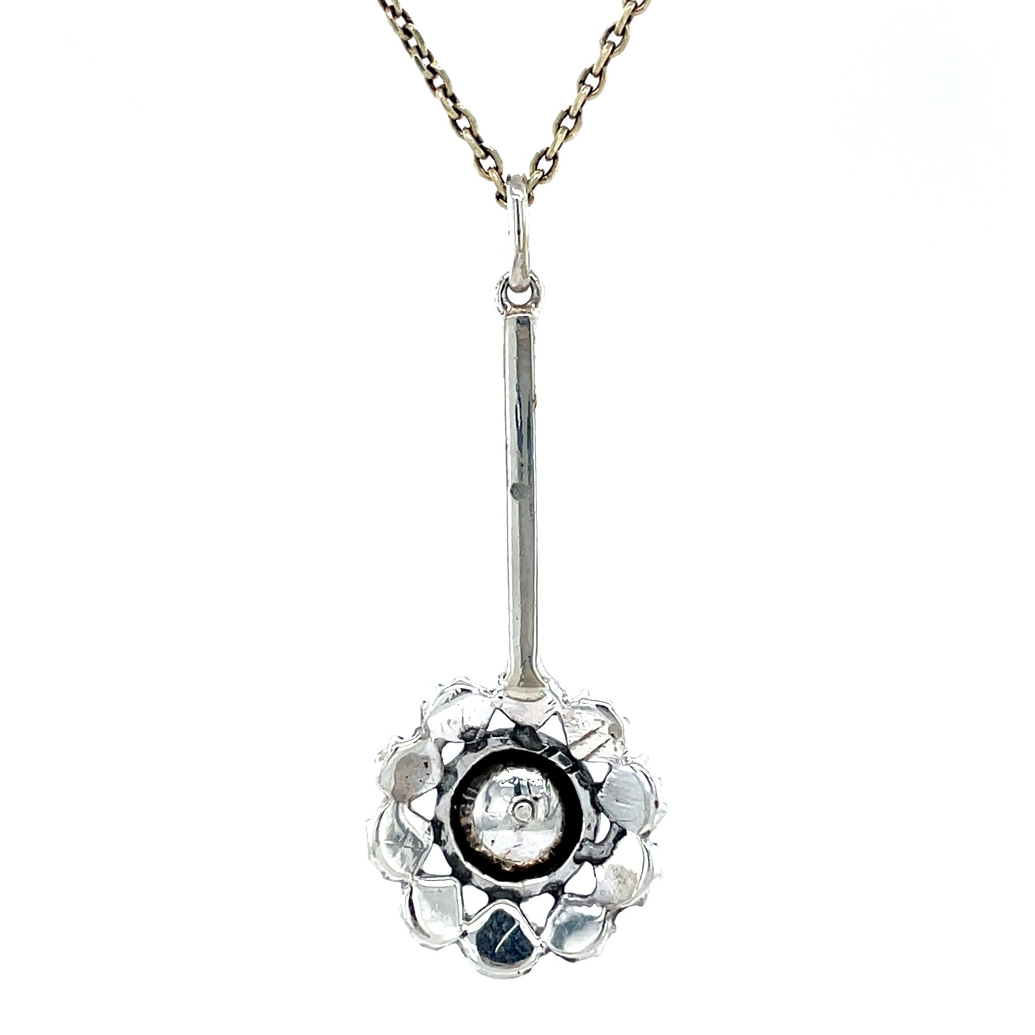 Vintage sterling silver pendant with rose-cut diamond 925