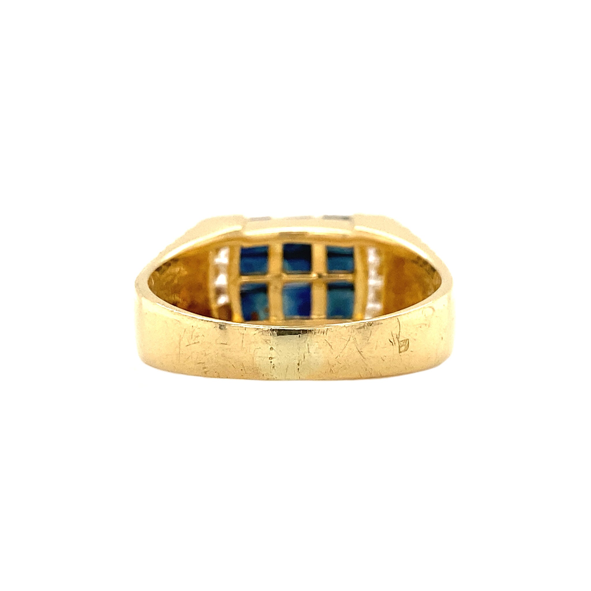 Gouden ring met saffier en diamant 18 krt