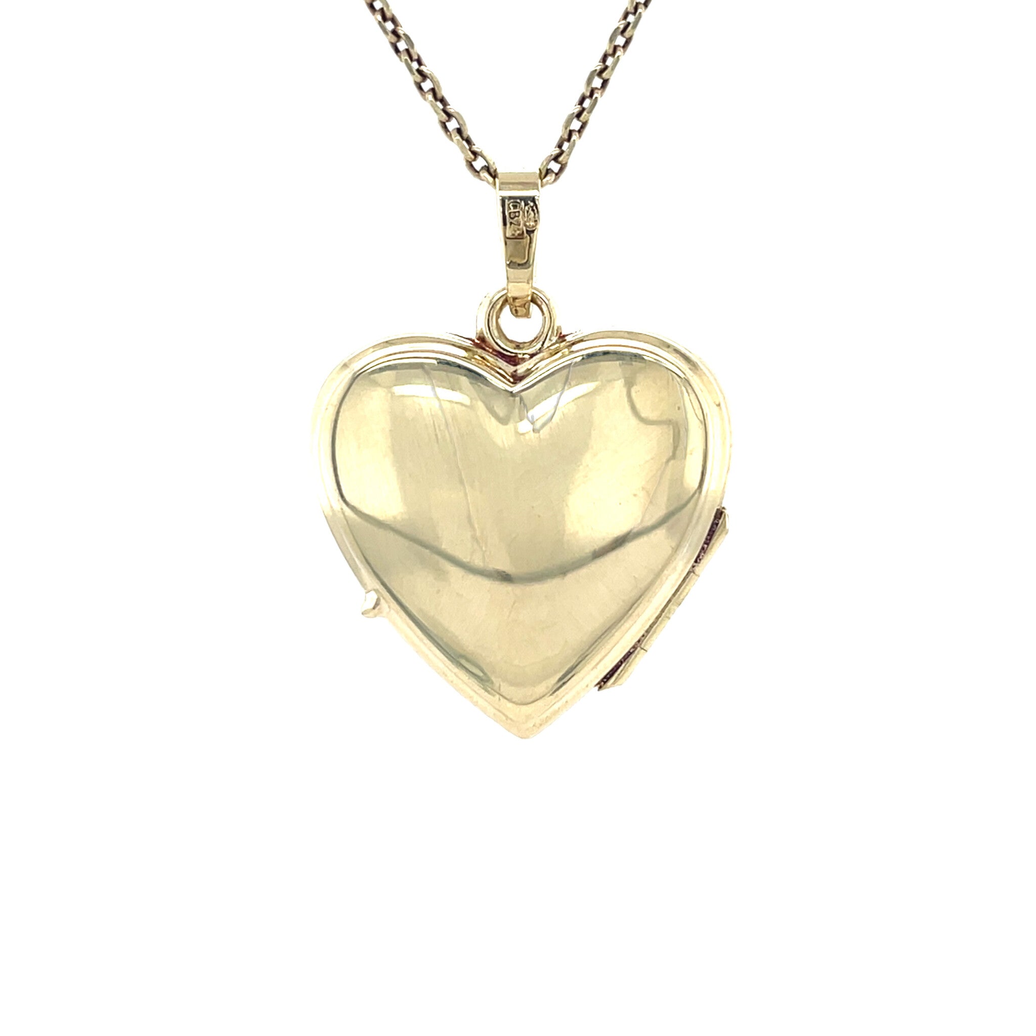 Gouden vintage hart medaillon met gravure 14 krt