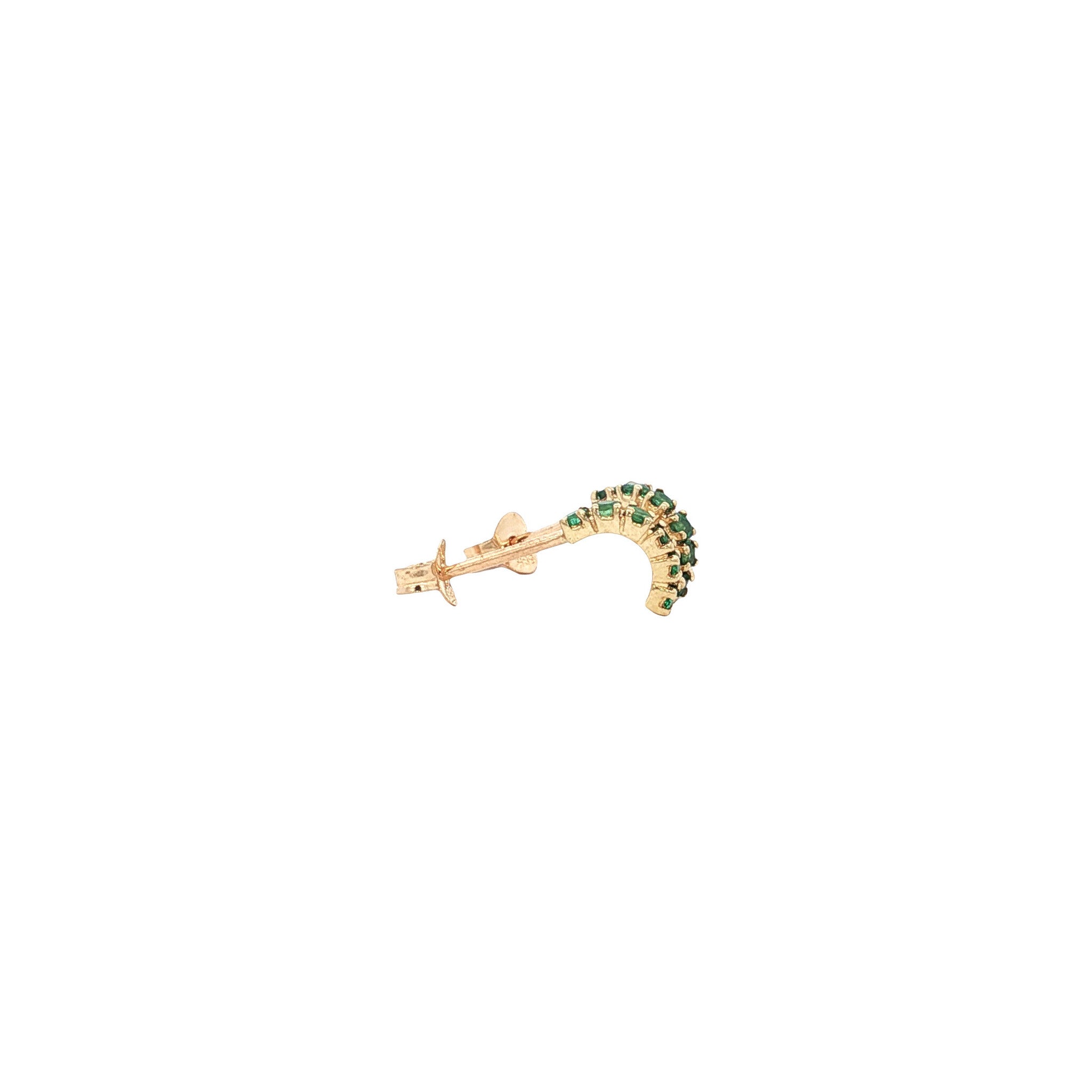Gold vintage stud earrings with emerald 14 kt