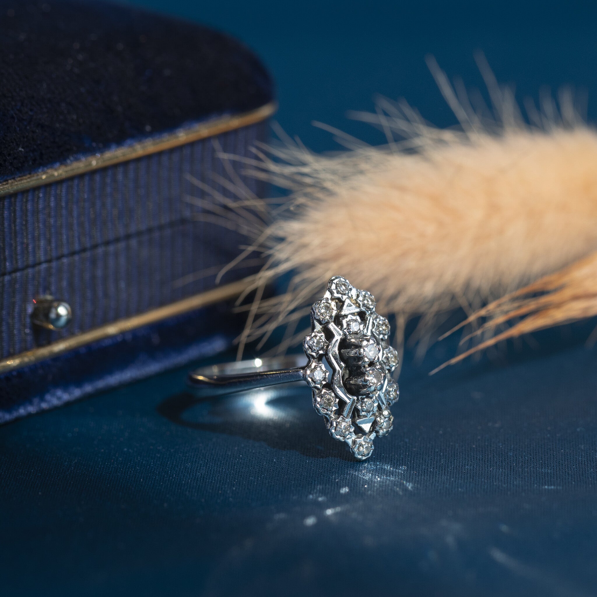 Witgouden prinsessen ring met diamant 14 krt