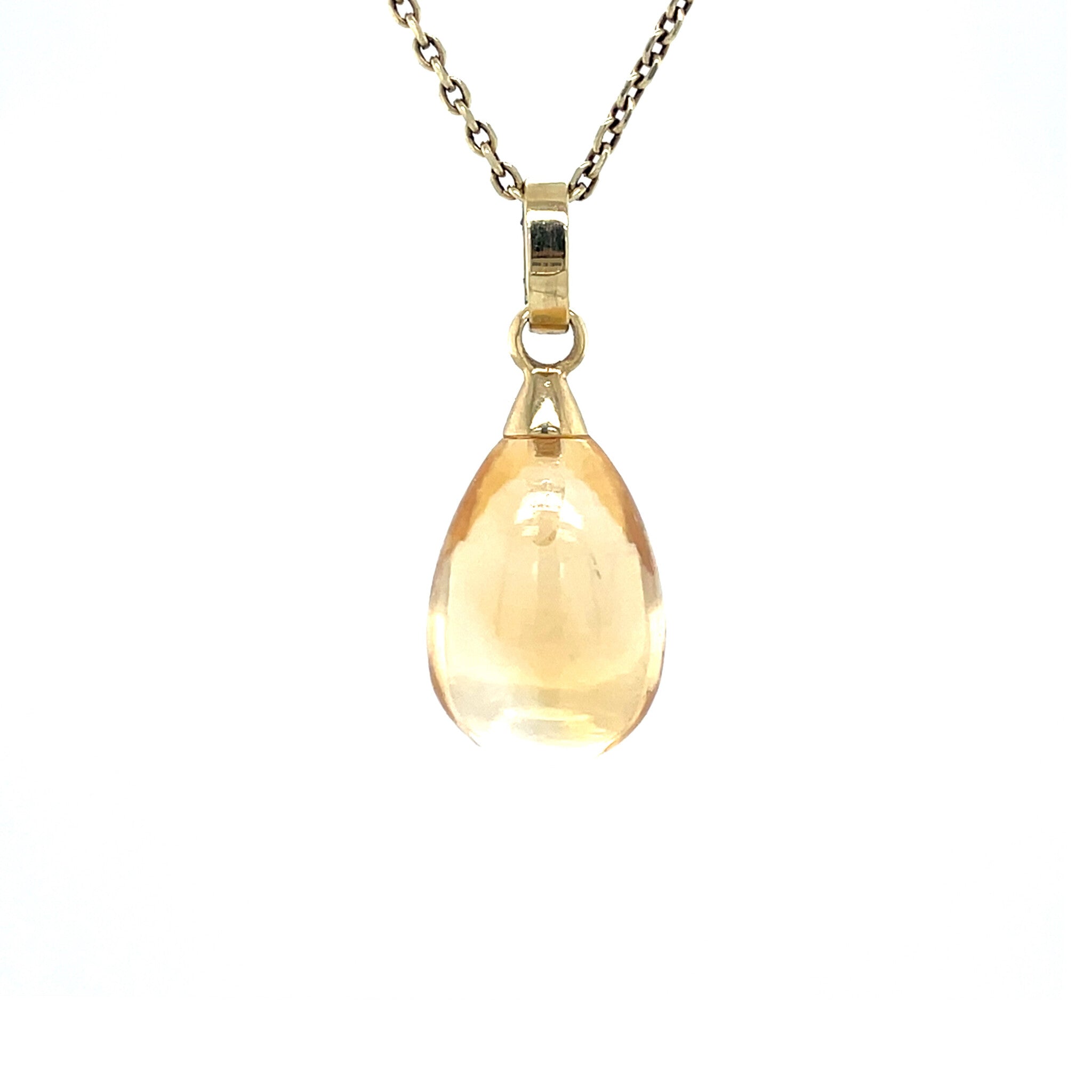 Gouden vintage hanger met citrien 14 krt