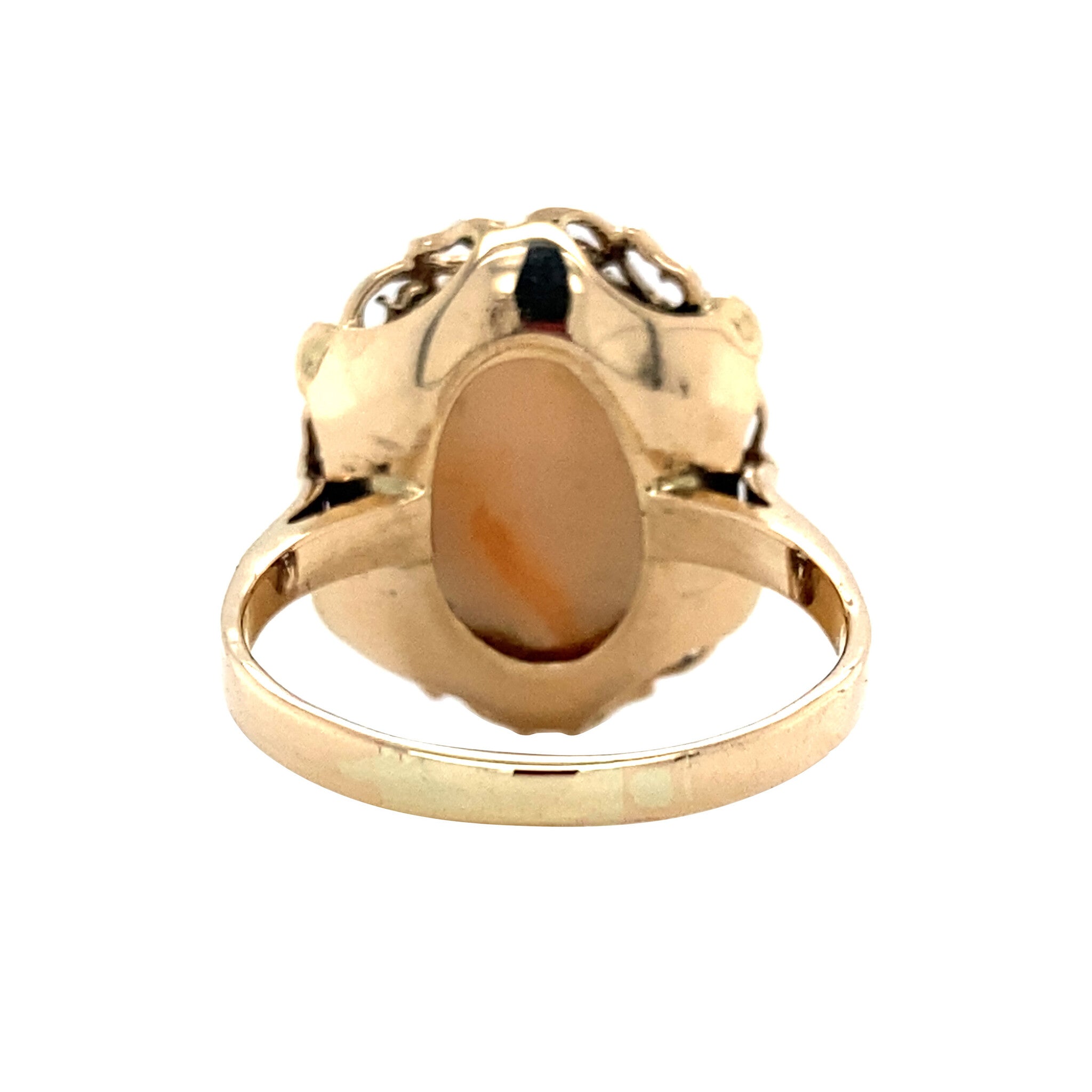 Gouden ring met angel skin koraal 14 krt