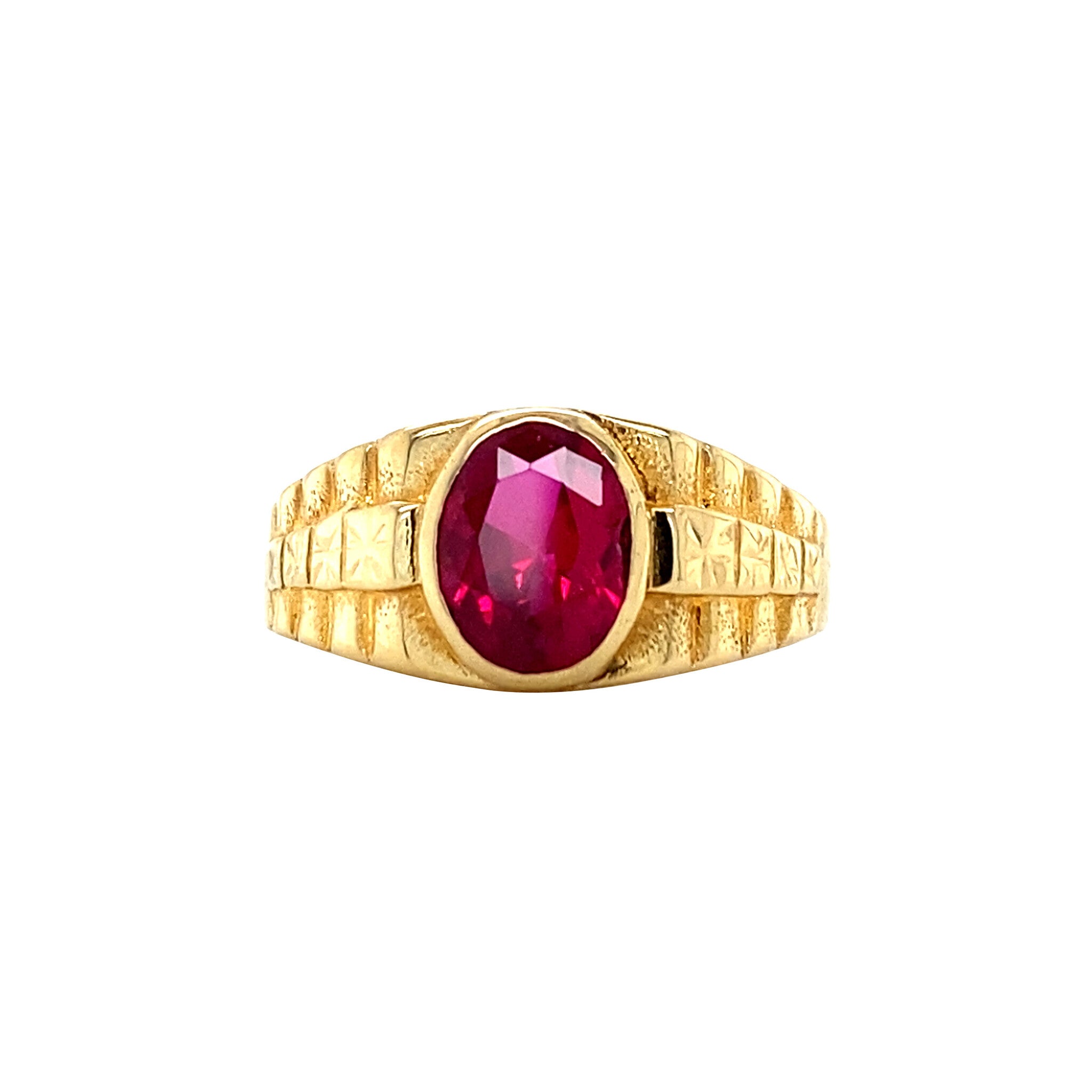 Vintage 18 kt gold ring with ruby