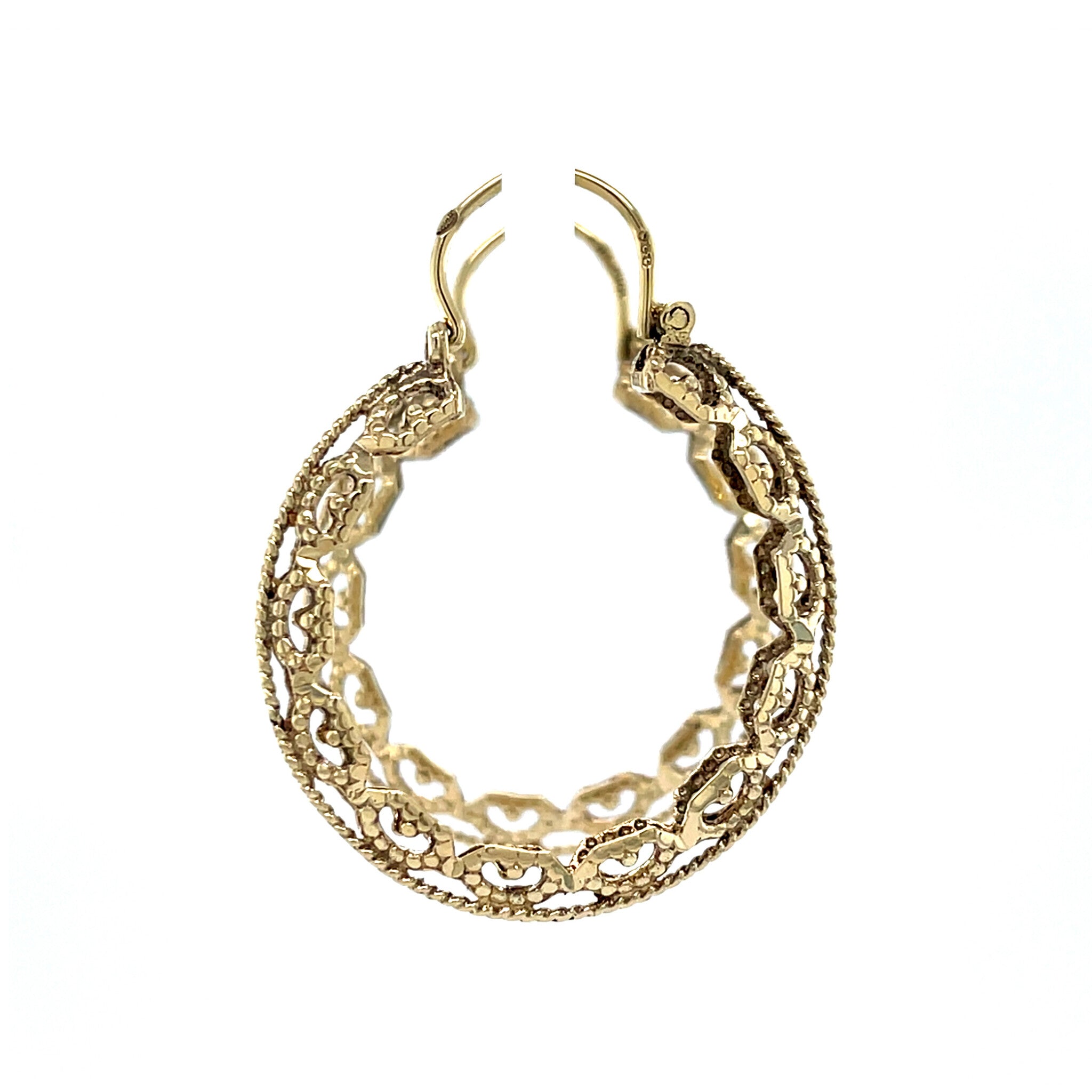 Gouden vintage fantasie oorringen 14 krt