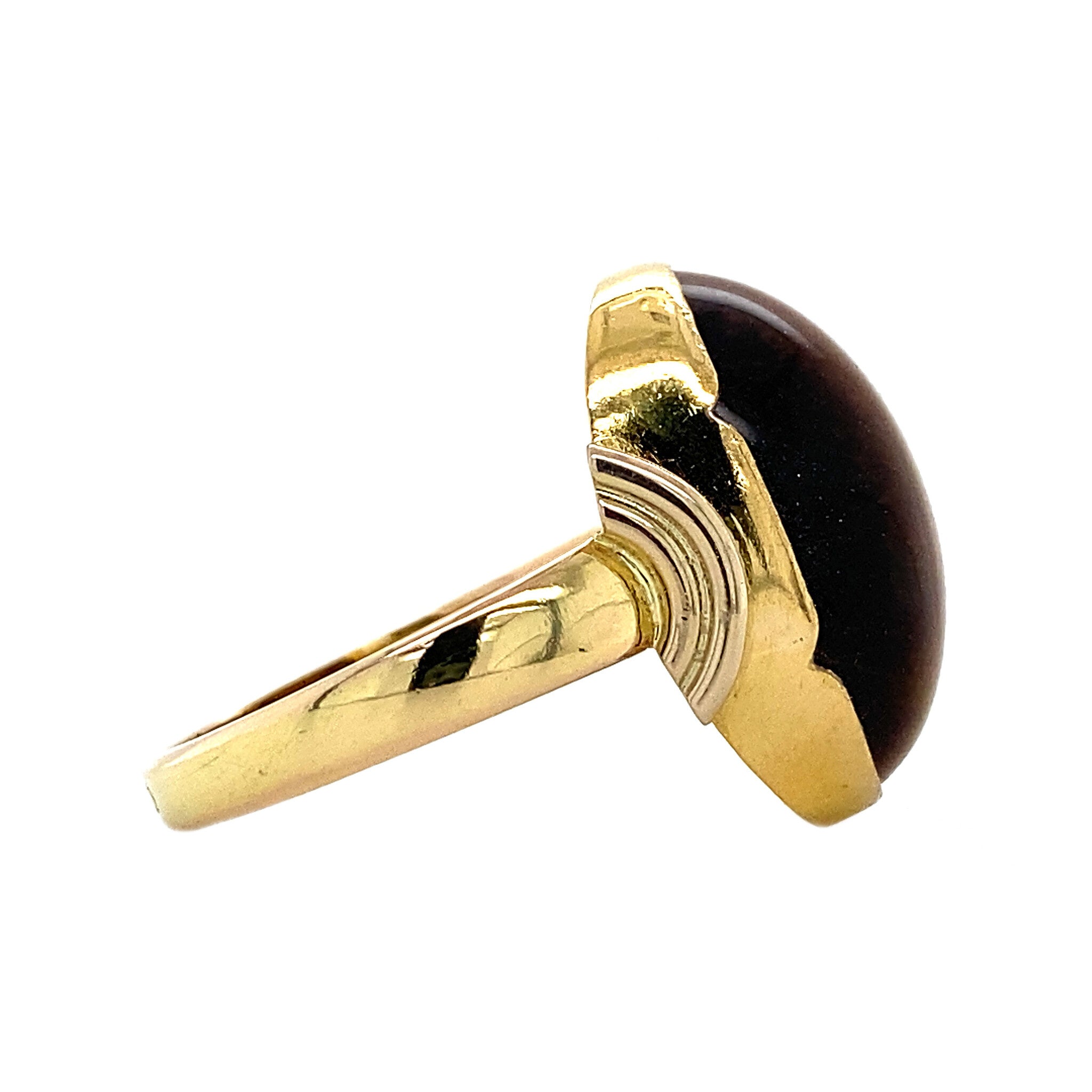 Gouden ring met tijgeroog 14 krt