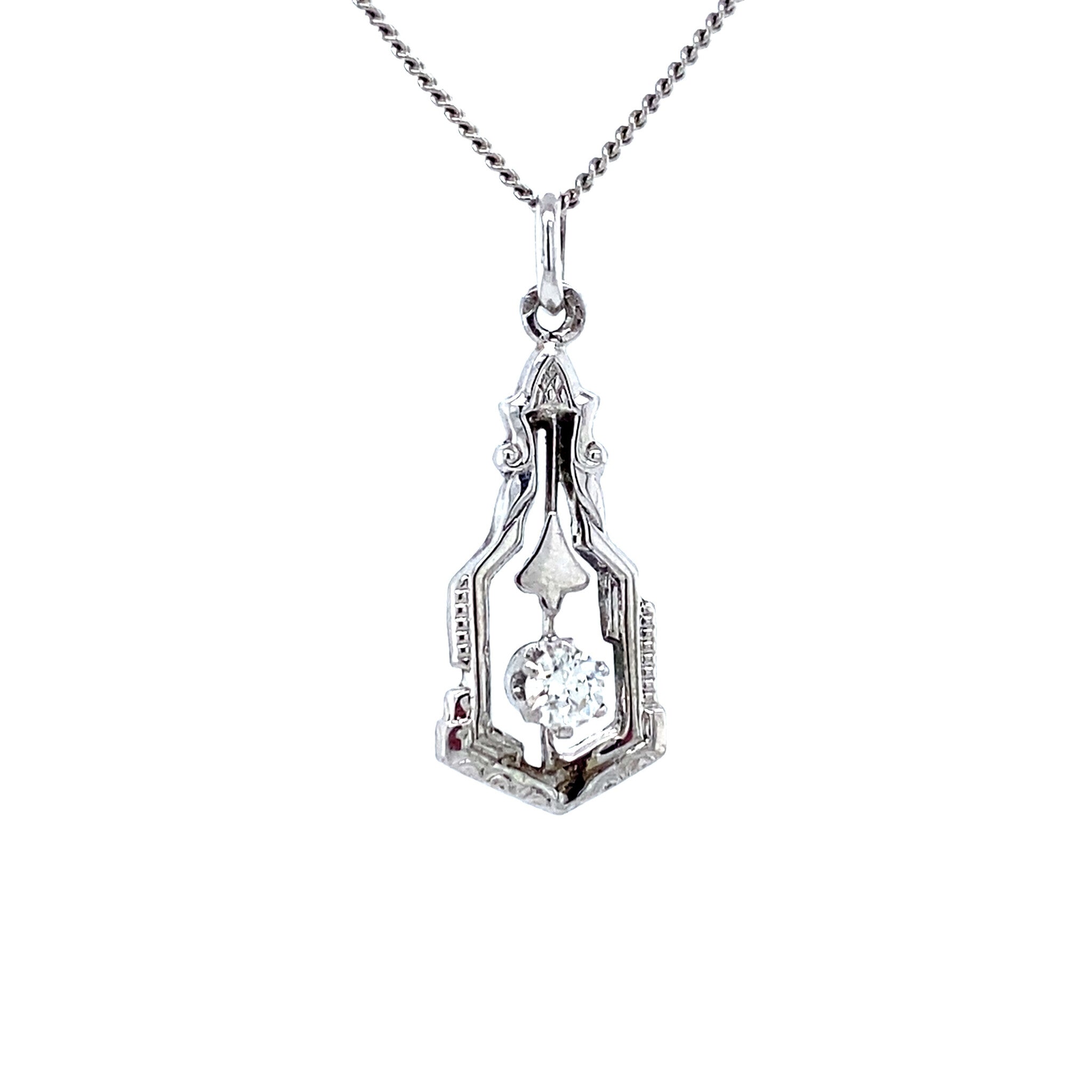 14 kt white gold pendant with diamond
