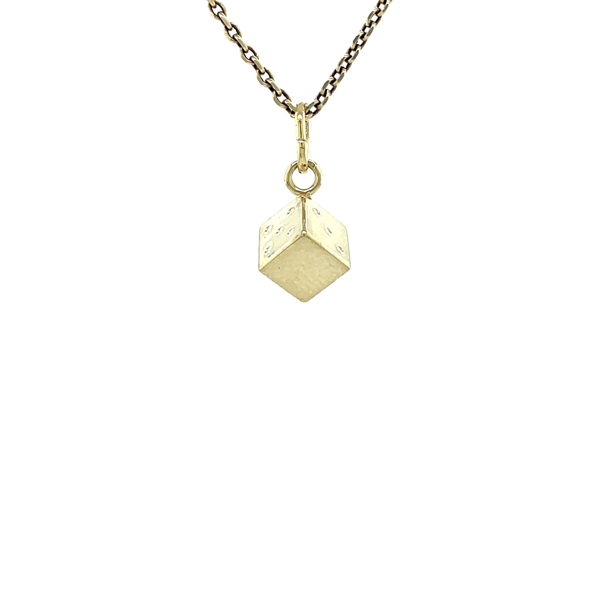 Gouden vintage dobbelsteen hanger 14 krt