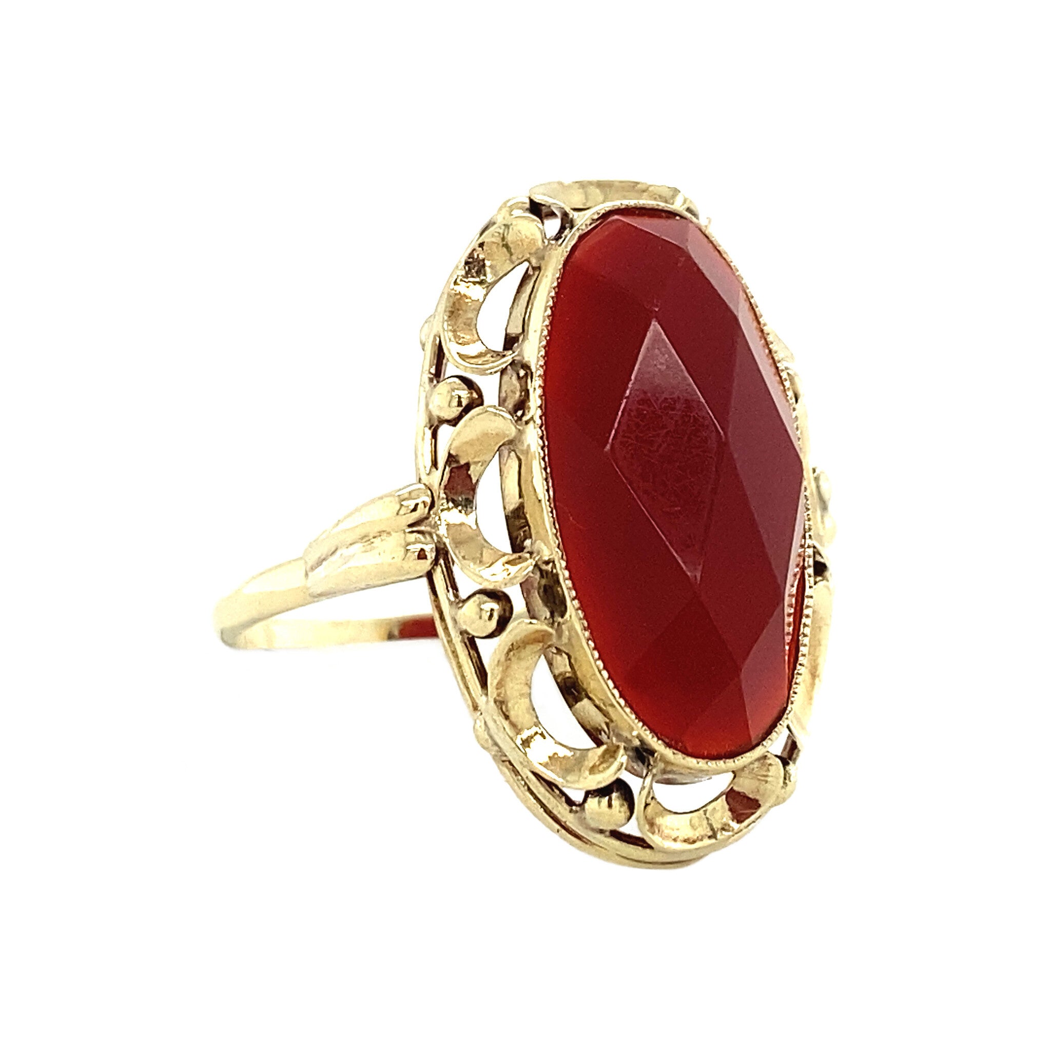 Gouden ring met carneool 14 krt