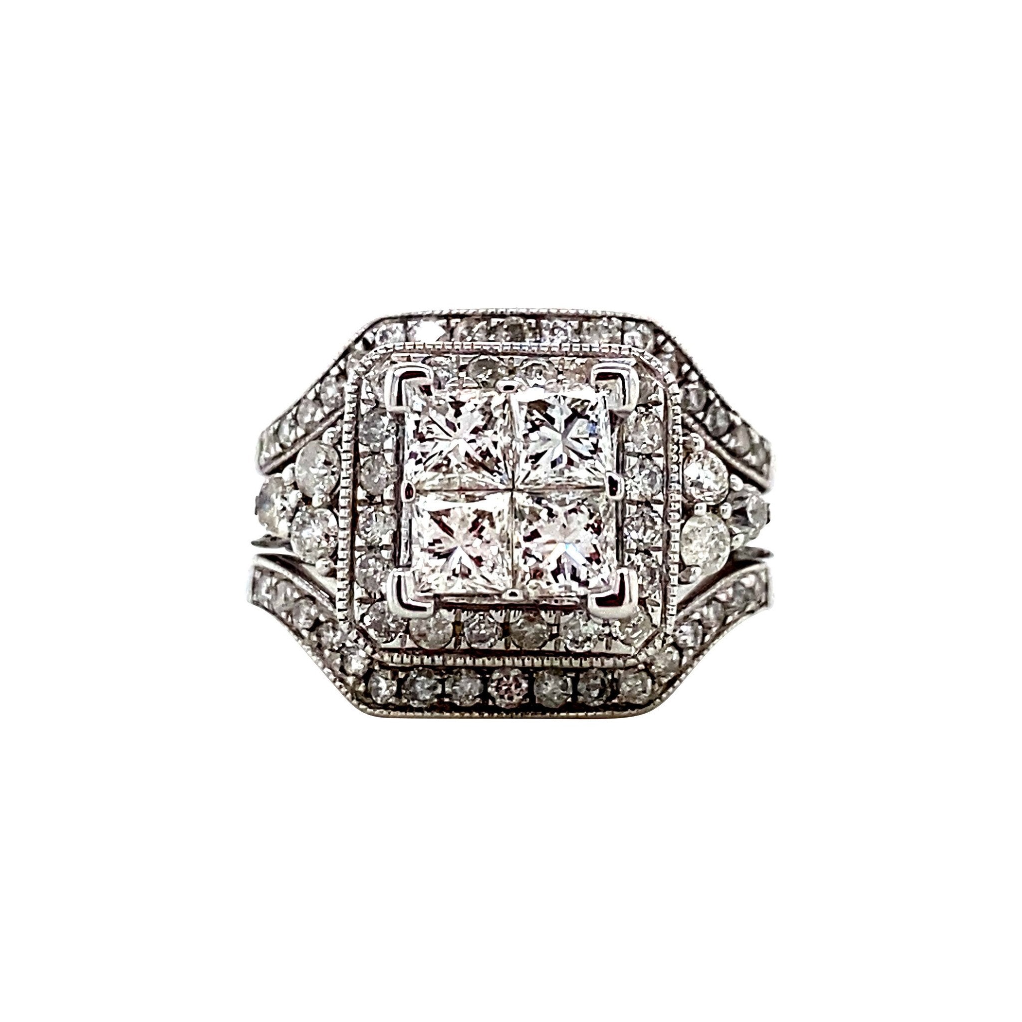 14 kt white gold ring with a diamond.