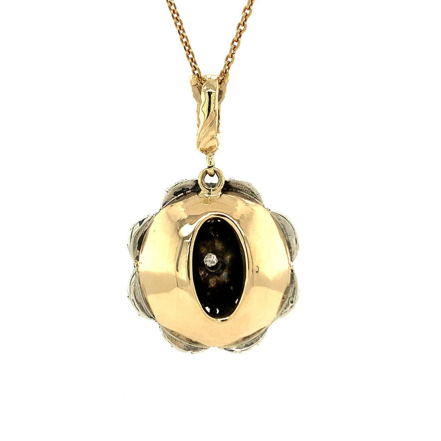 Entourage pendant with rose diamond 14 krt/925