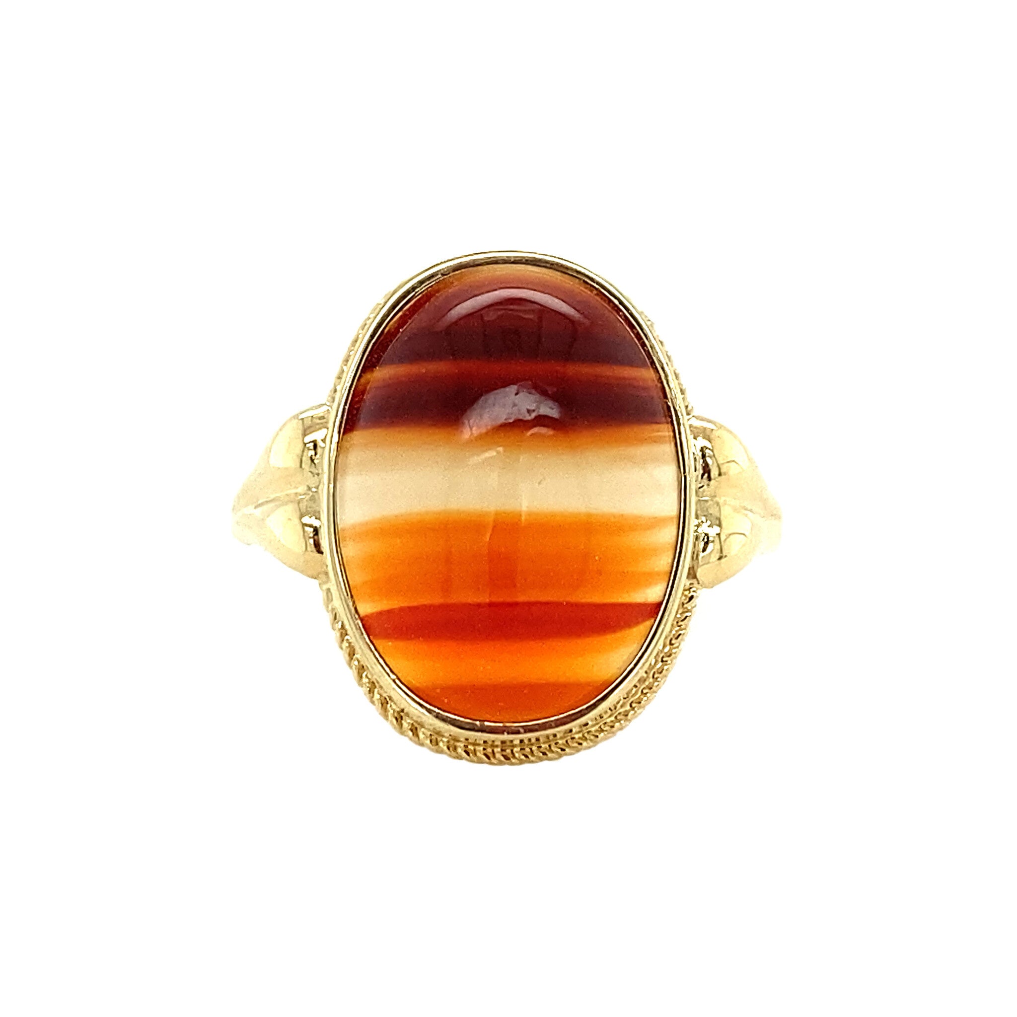 Gold ring with banded agate 14 kt