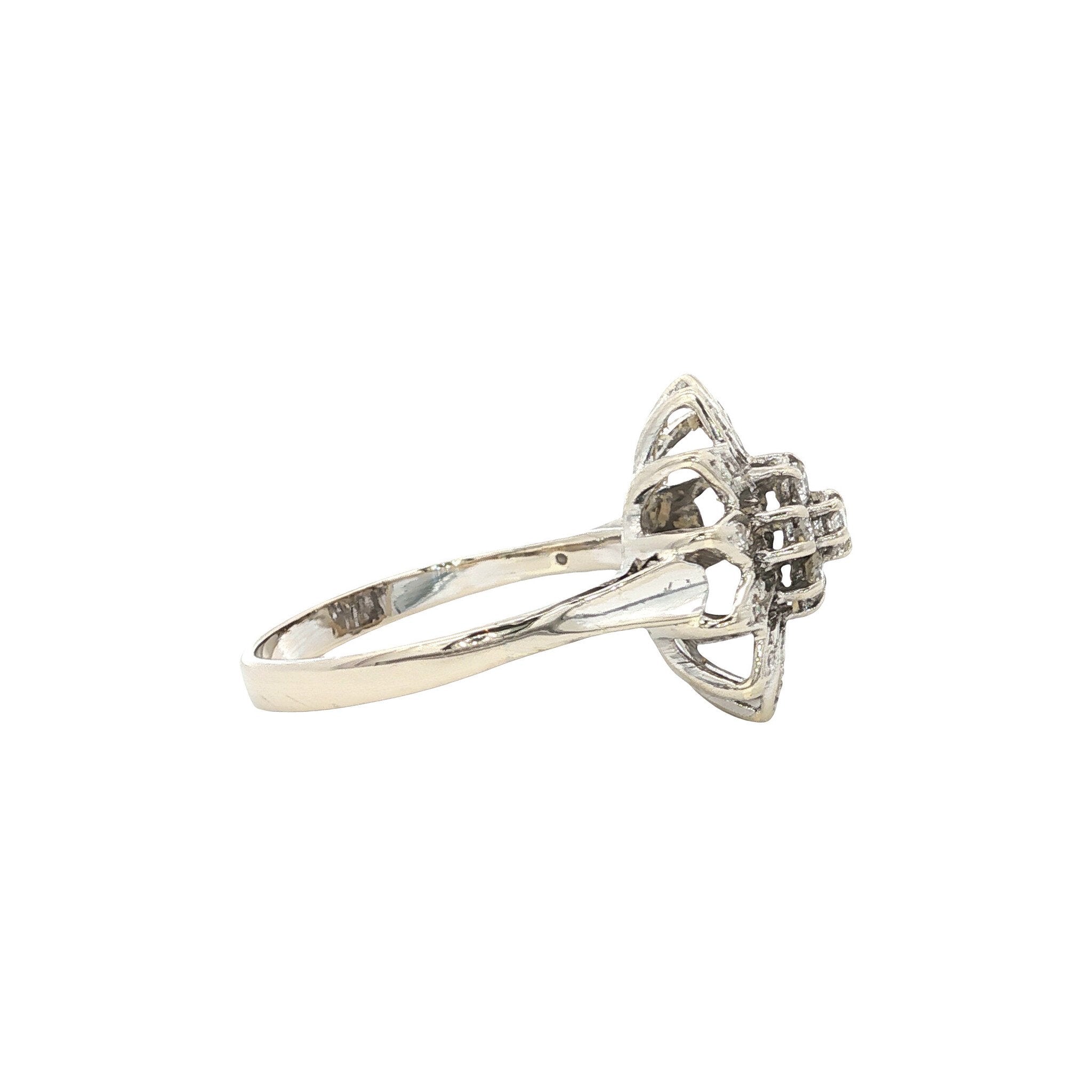 Witgouden vintage entourage ring met diamant 14 kt