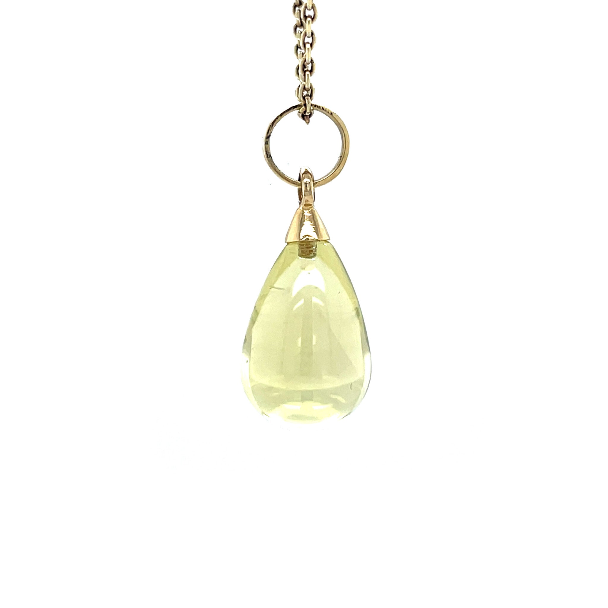 Gouden vintage hanger met prasioliet 14 krt