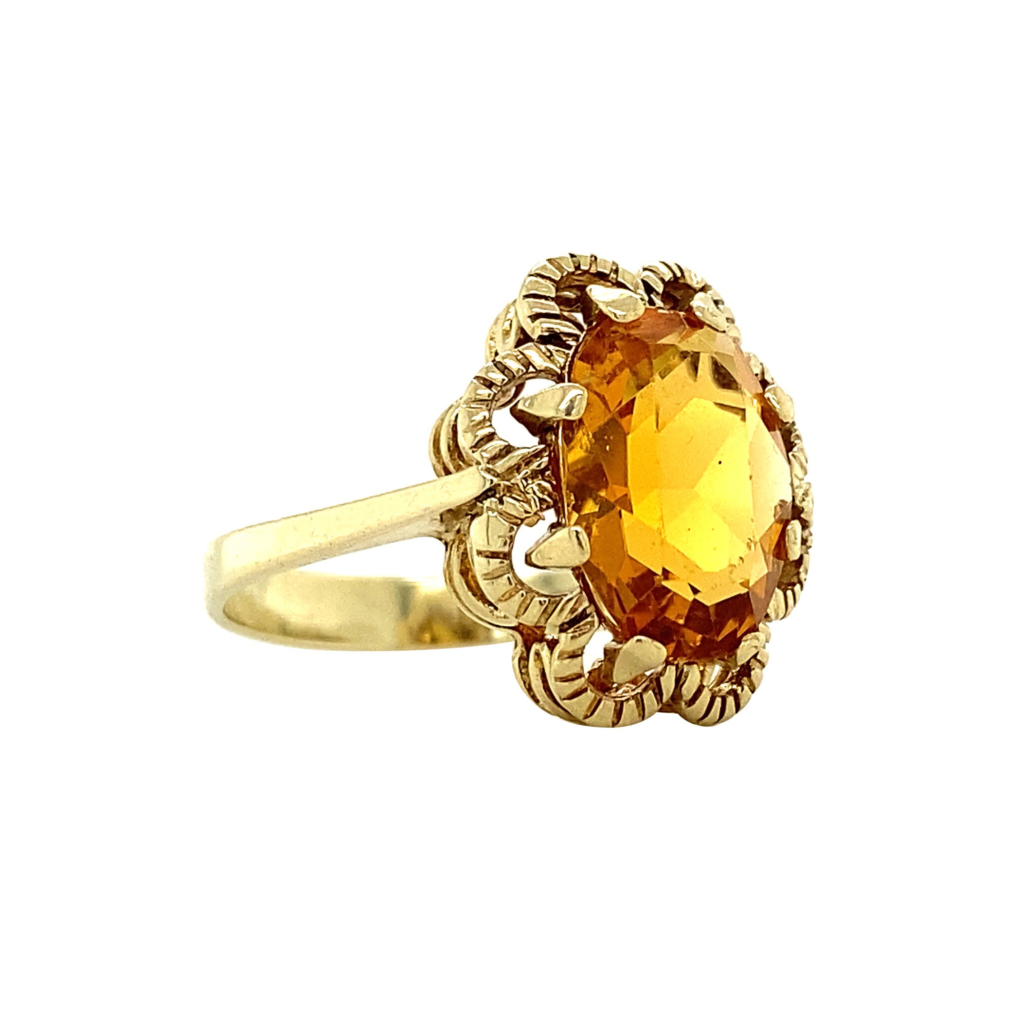 Gold ring with orange glass 14 krt