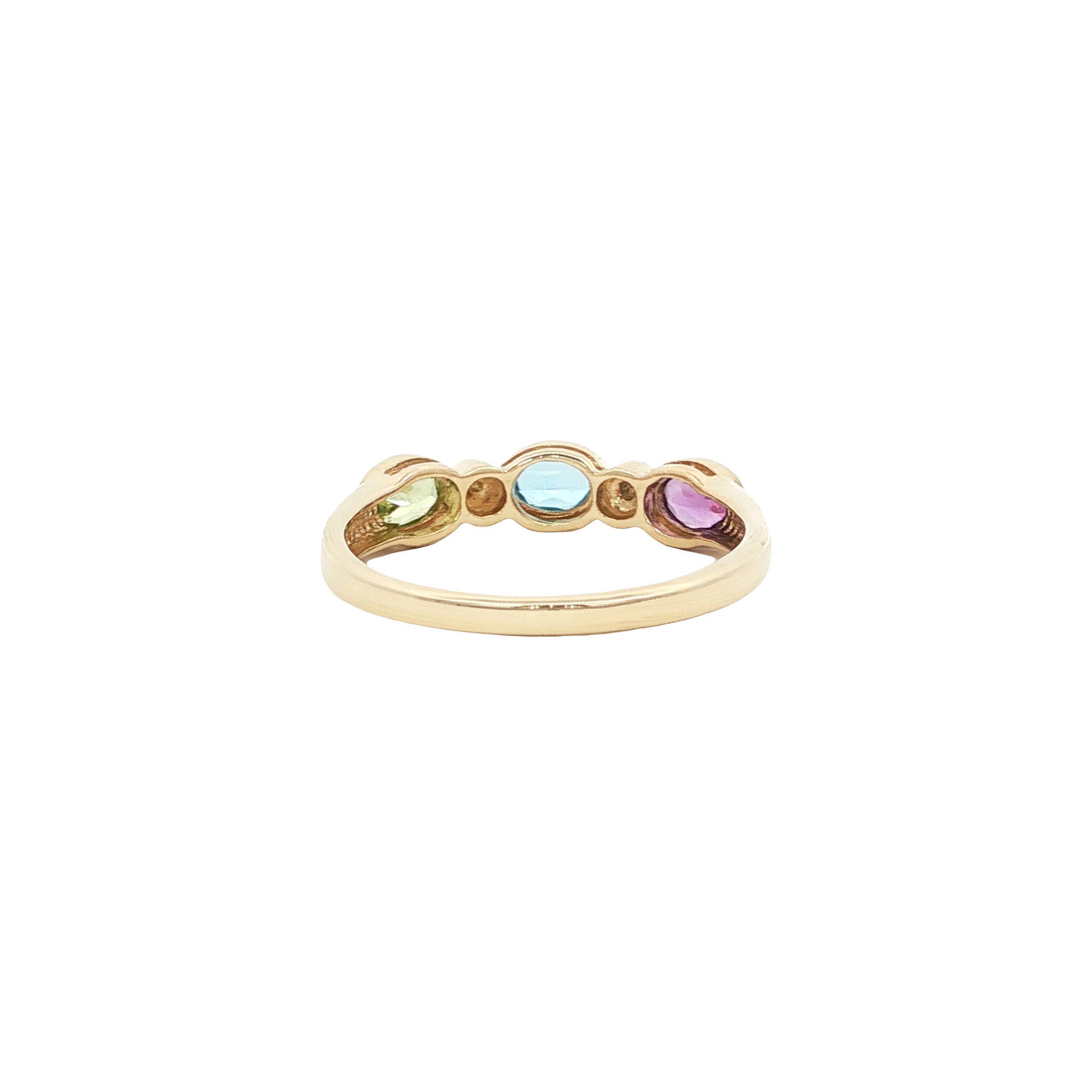 Ring met topaas, amethist, peridoot en diamant 9 kt
