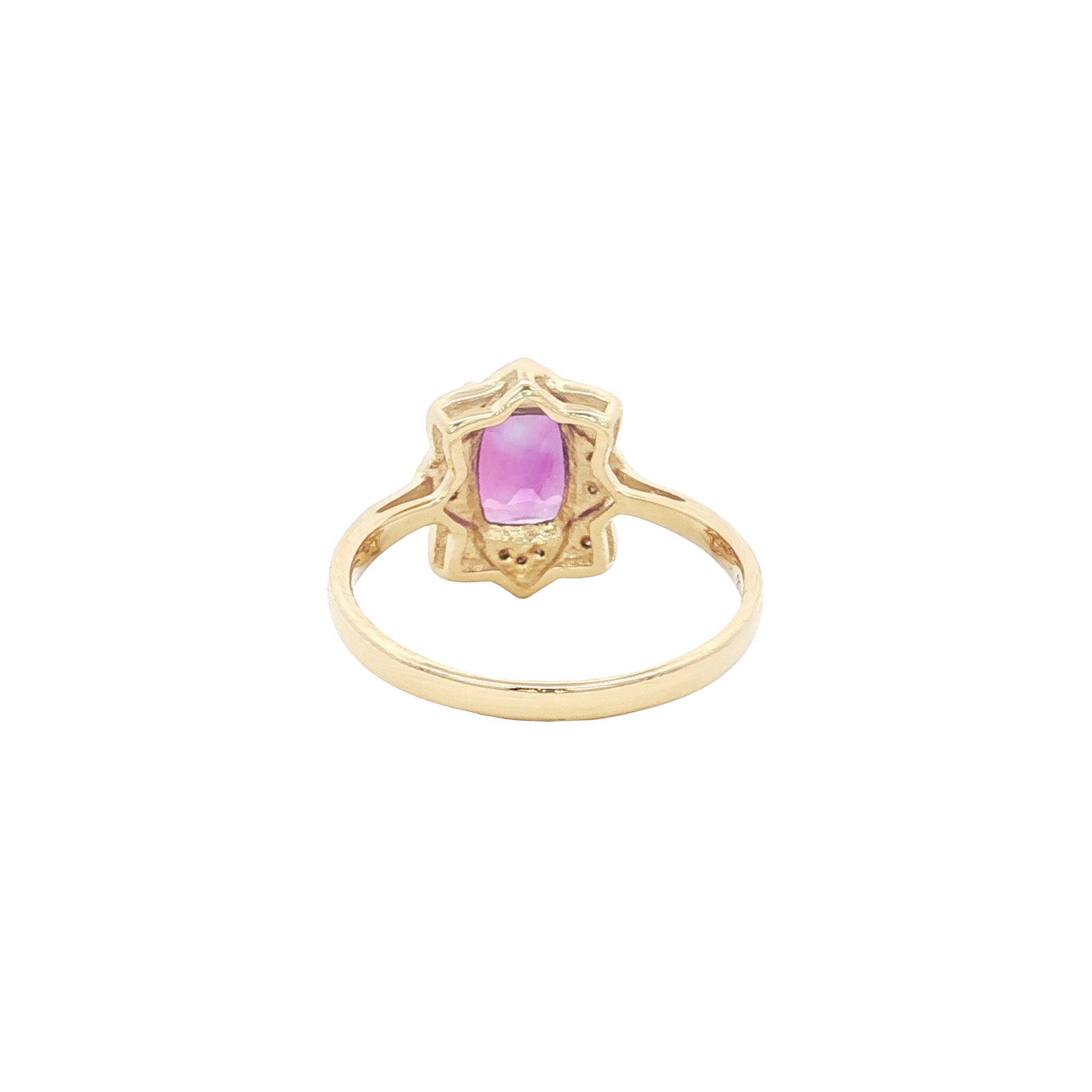 9 kt ring with amethyst and diamond