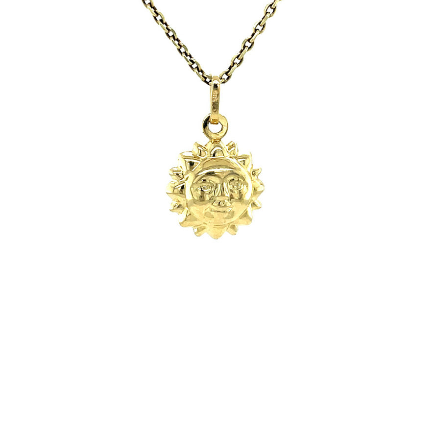 Gouden vintage zon hanger 14 kt