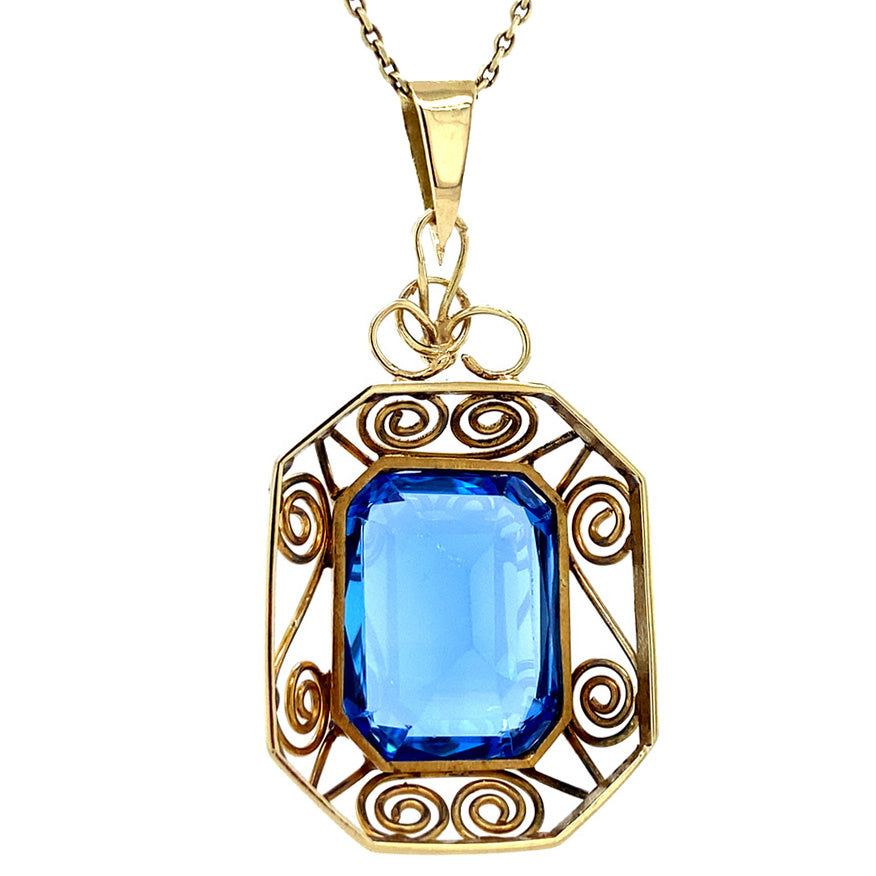 Gouden vintage hanger met spinel 14 krt