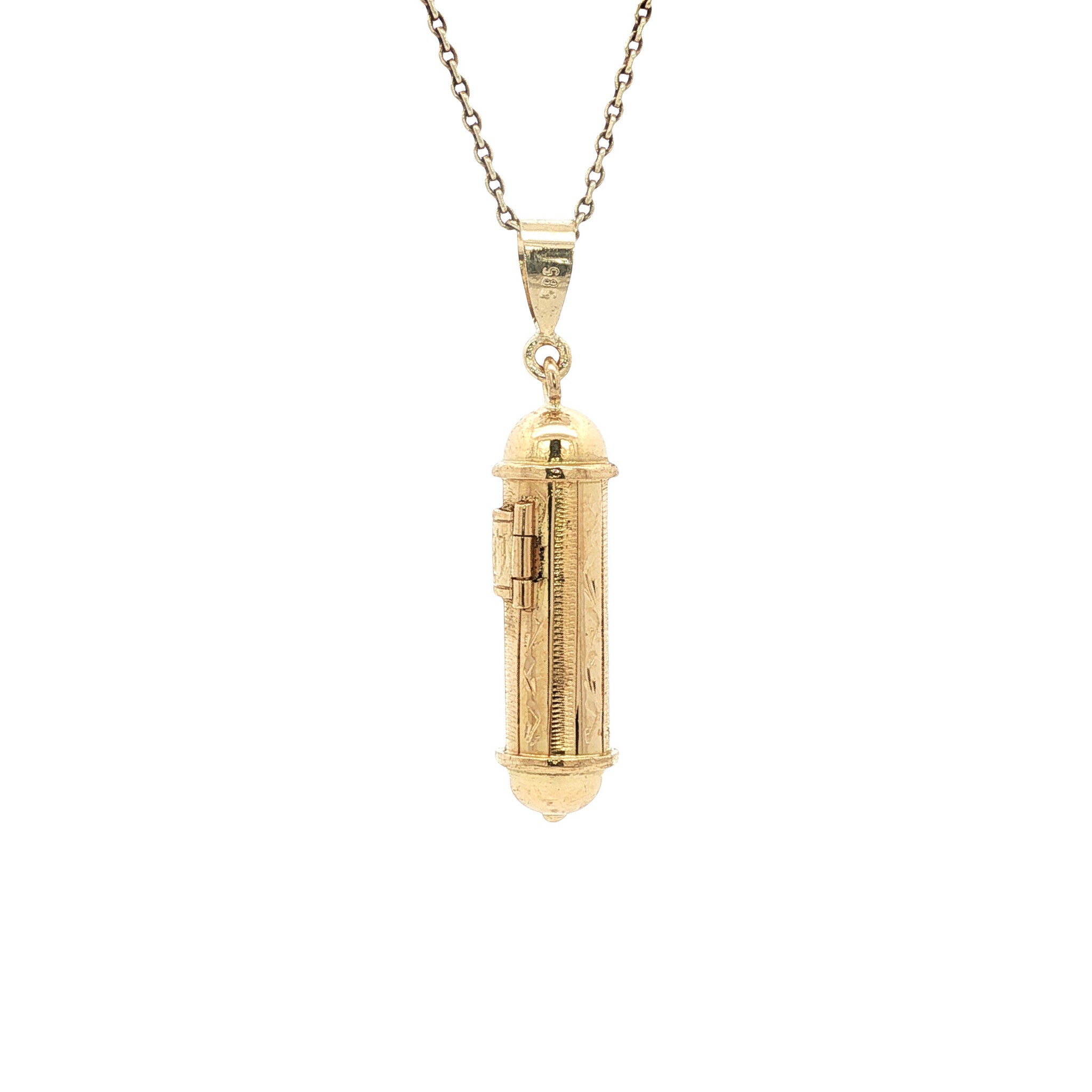 Gold vintage mezuzah pendant 18 kt