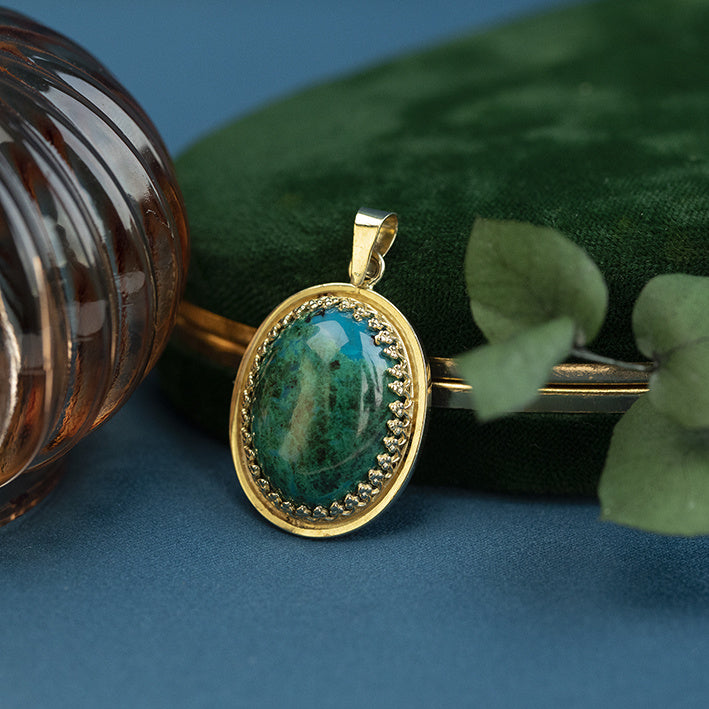 Gouden hanger met eilatsteen 14 krt