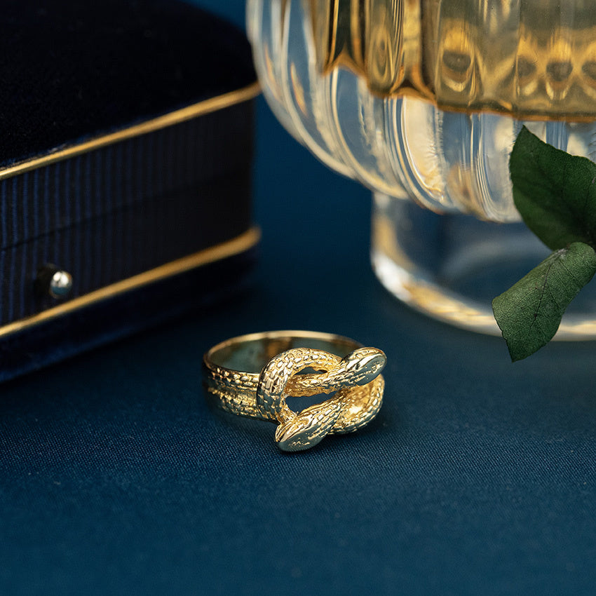 Gouden slangen ring 18 krt