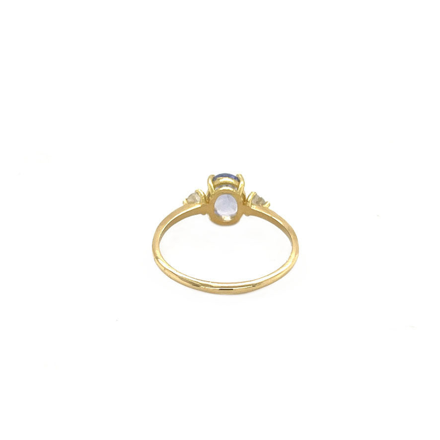 18 kt gold ring with spinel and diamond