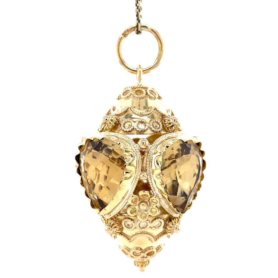 18 kt gold vintage pendant with citrine