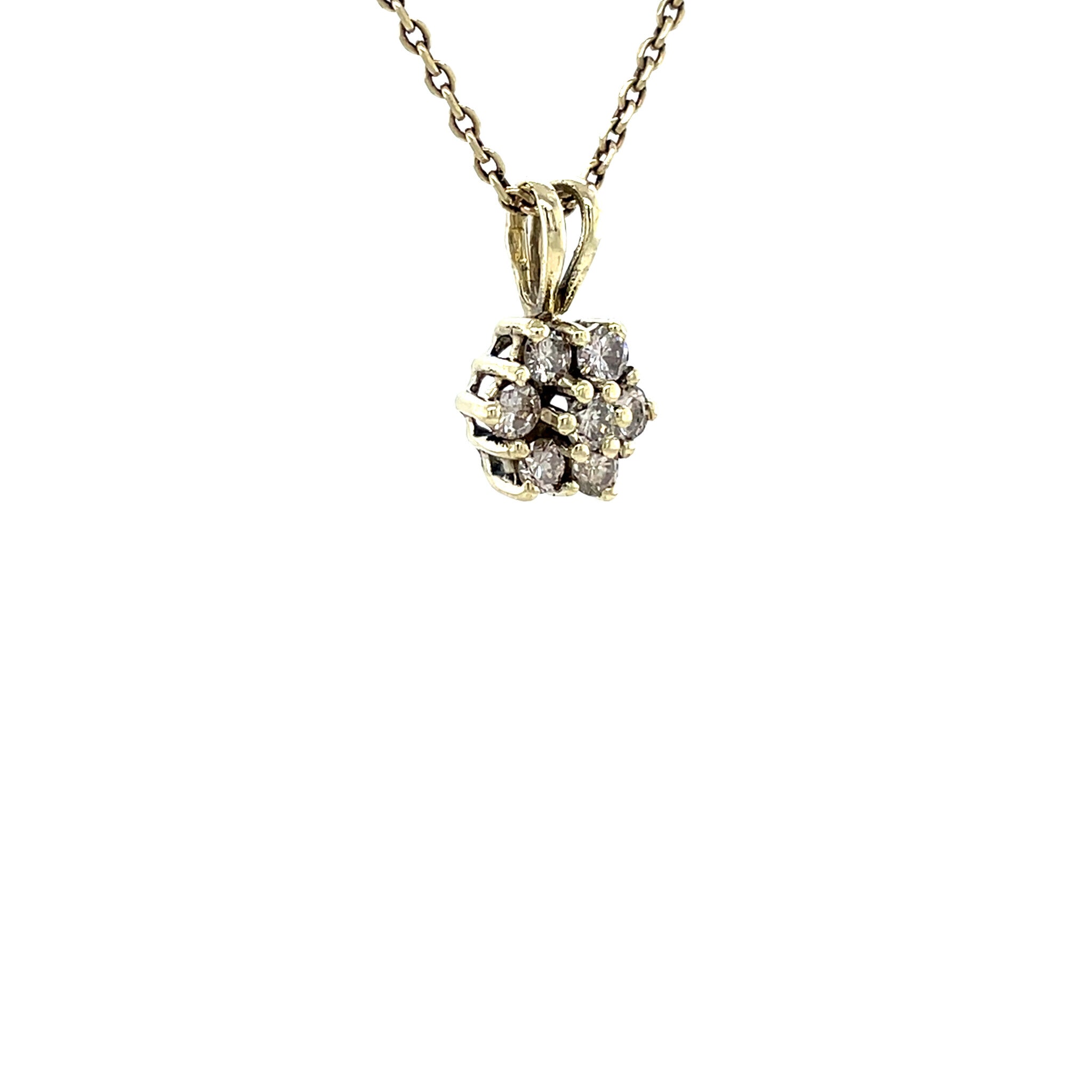 Gouden vintage entourage hanger met diamant 14 krt