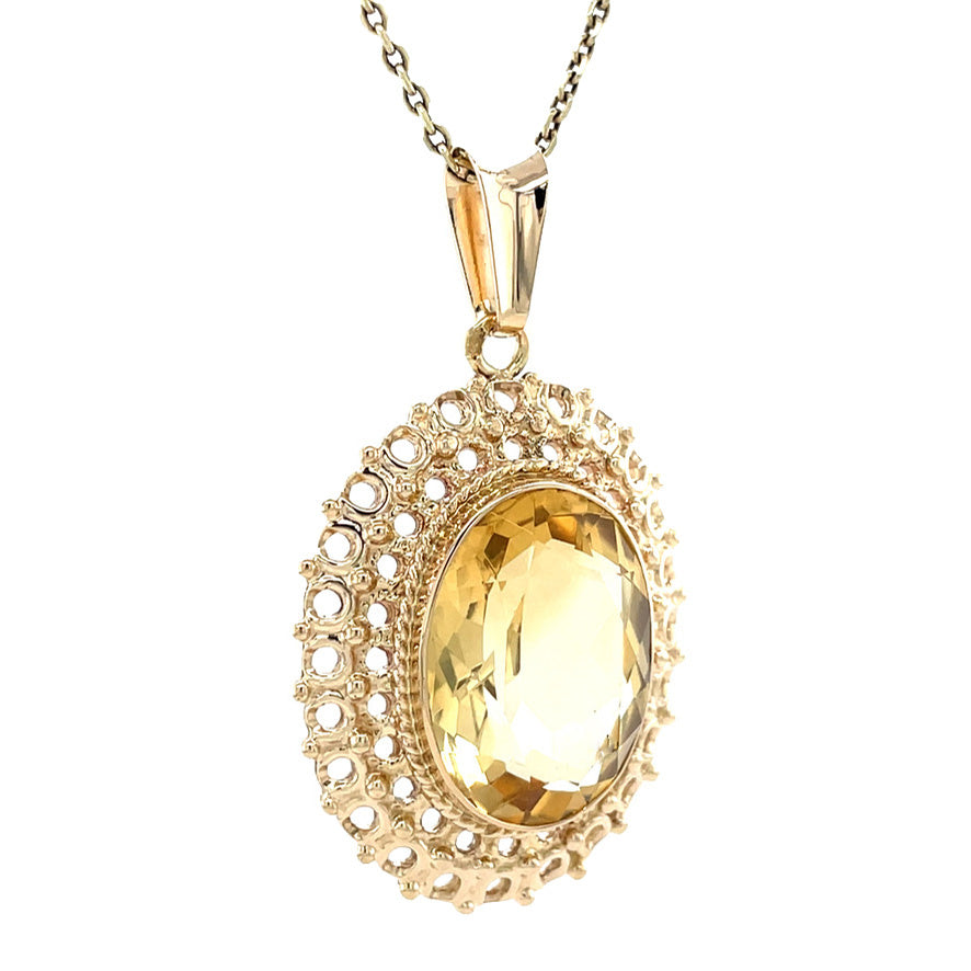 Vintage 14 kt gold pendant with citrine.