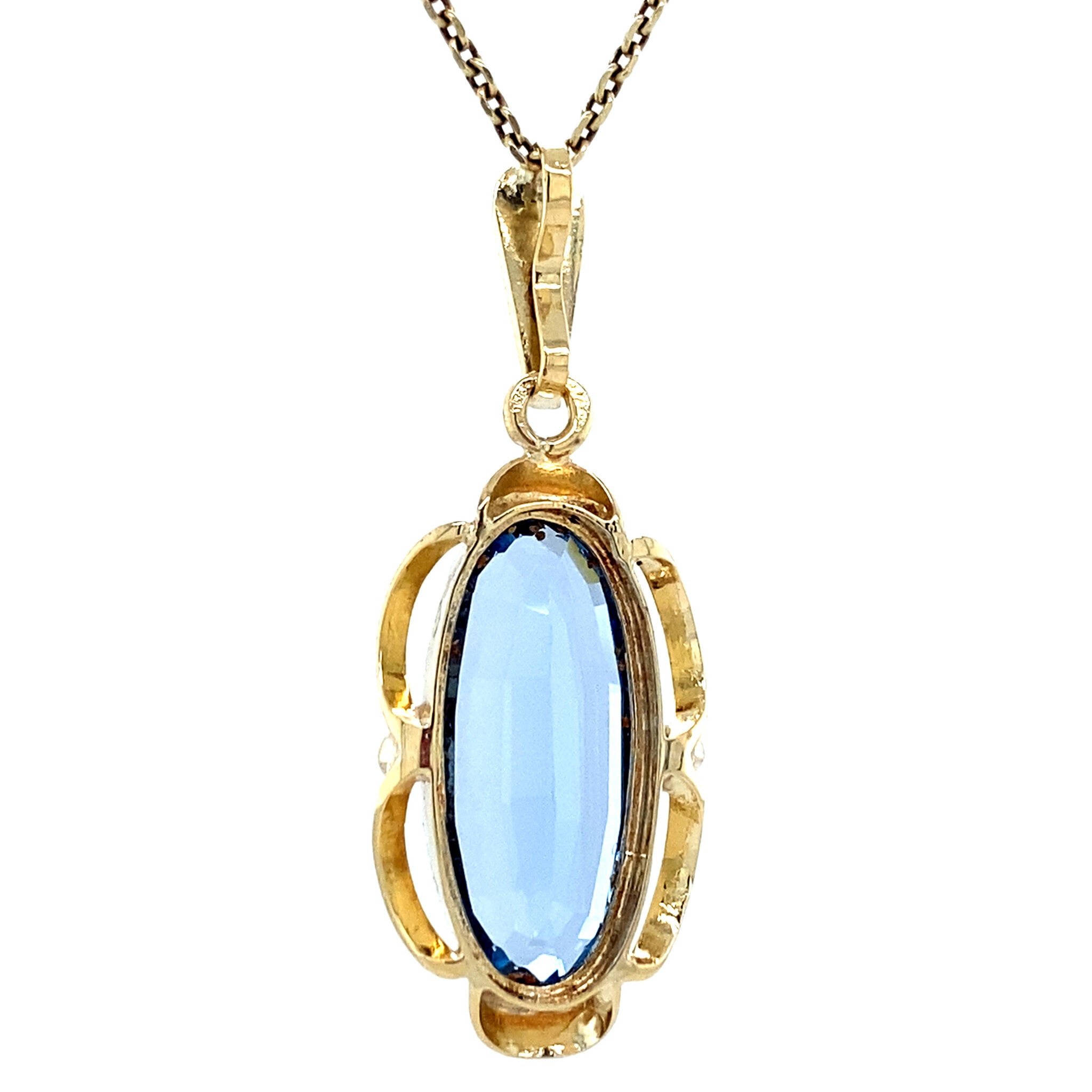 Gouden vintage hanger met spinel 14 krt