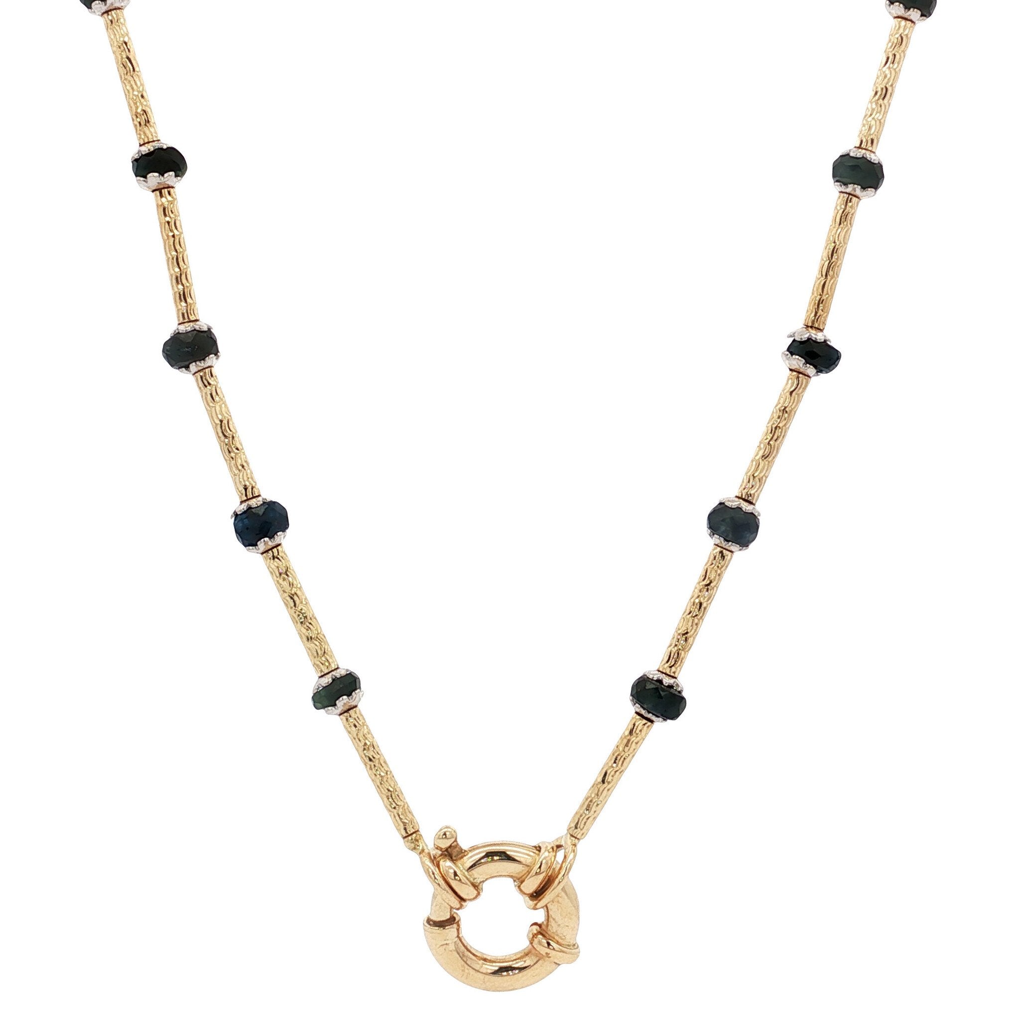Gouden vintage collier met saffier 14 kt