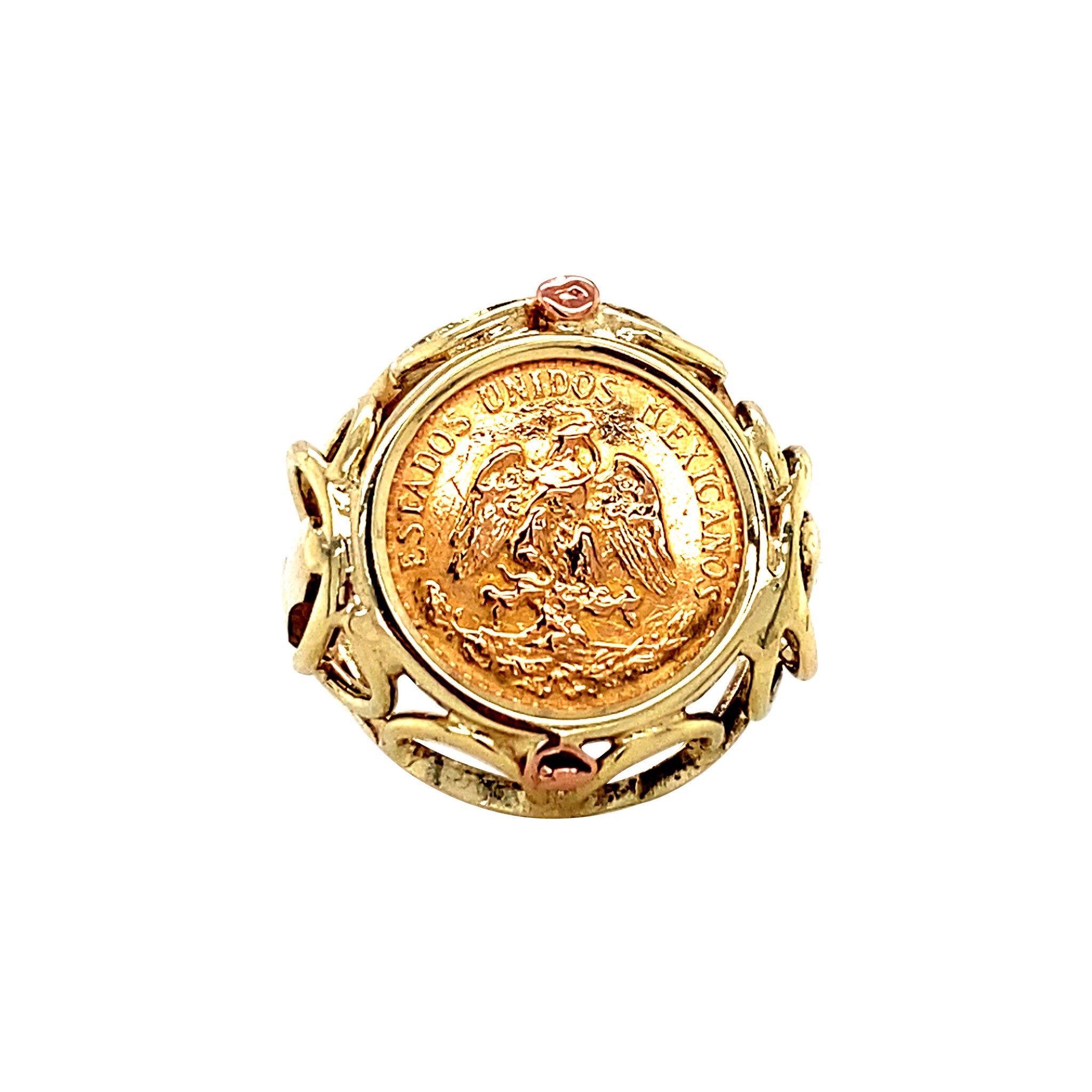 Gold coin ring 14 kt
